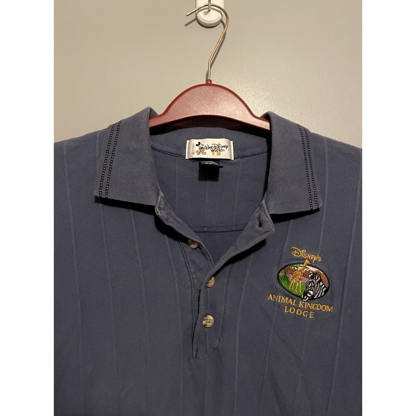 Disney VINTAGE Disney Parks Animal Kingdom Lodge Blue Polo Embroidered Size L Adults Mens Mickey Mouse 100% Cotton Short Sleeve Blue Embroidered B377 Size US L / EU 52-54 / 3 - 2 Thumbnail