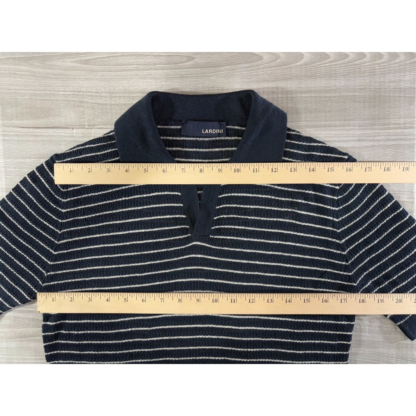 Lardini Lardini 100% linen knit polo shirt size 48 US M color navy i Size US M / EU 48-50 / 2 - 6 Thumbnail