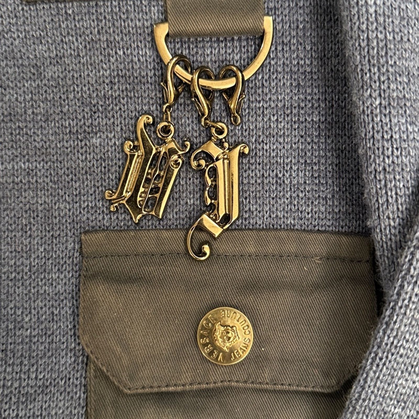 Versace Versace men’s blue zip front hooded wool blend swtr size lg Size US L / EU 52-54 / 3 - 3 Thumbnail