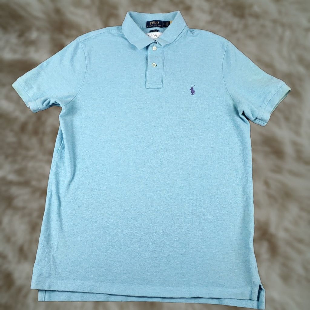 Ralph Lauren Ralph Lauren Polo Shirt Mens Medium Blue Solid Casual Short Sleeve Size US M / EU 48-50 / 2 - 1 Thumbnail