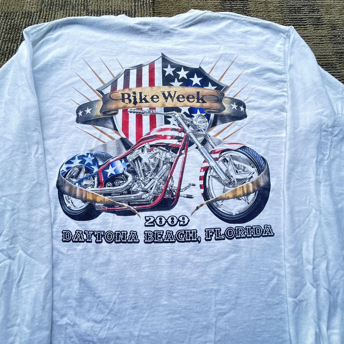 Vintage Vtg Bike Week Patriotic Bike Graphic Long-sleeve Shirt Size US L / EU 52-54 / 3 - 2 Thumbnail