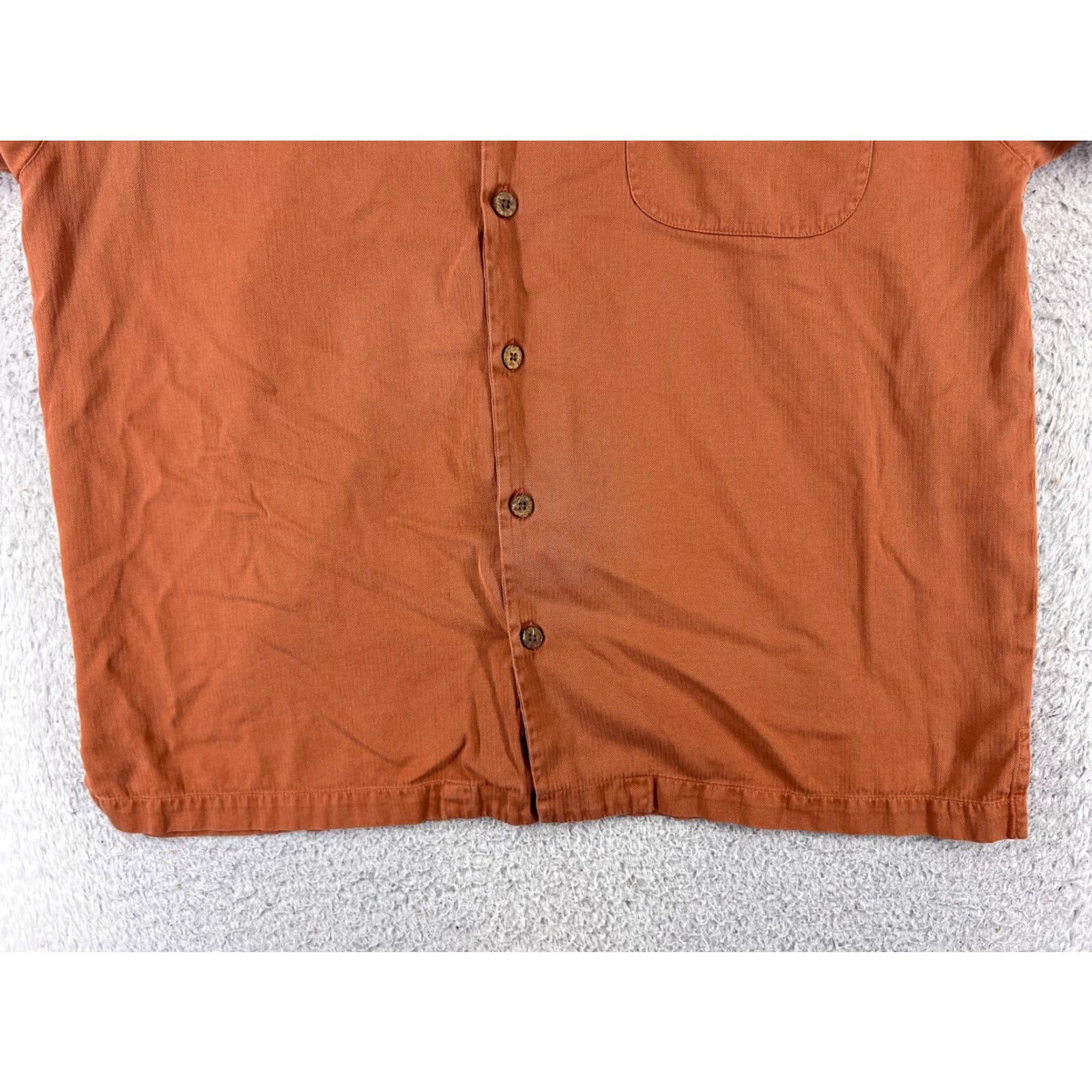 Tommy Bahama Tommy Bahama Shirt Men Large Orange Herringbone Button-Up Casual Beach Resort Aloha 40 in Chest Size US L / EU 52-54 / 3 - 5 Thumbnail