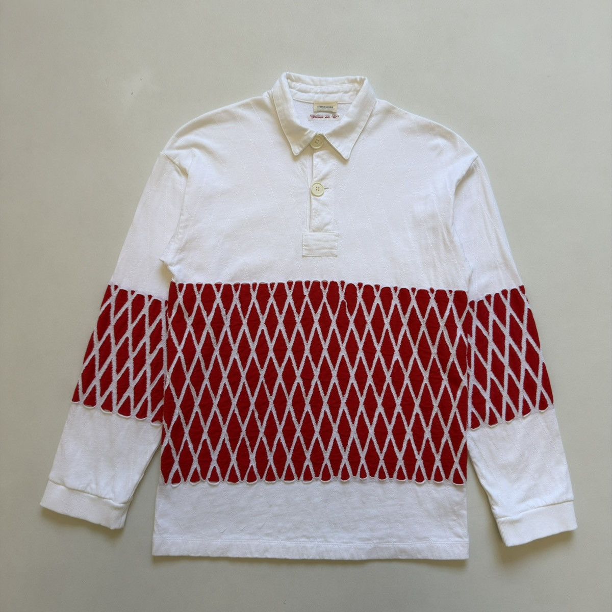 Stefan Cooke White/Red Cotton ‘Slashed’ Rugby Shirt Size US M / EU 48-50 / 2 - 2 Thumbnail