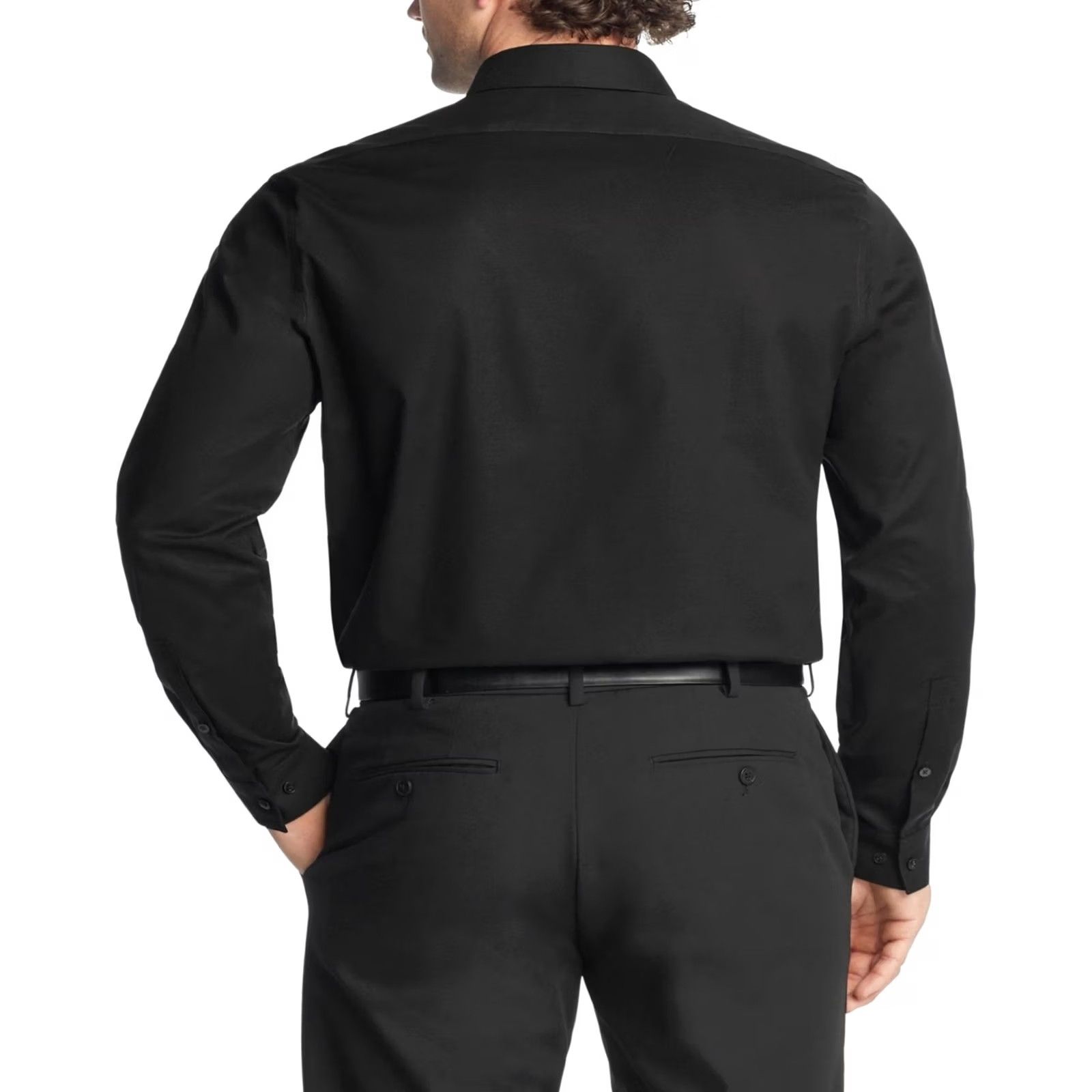 Calvin Klein Calvin Klein Mens Button Down Dress Shirt black L Stretch Size 42R - 2 Thumbnail