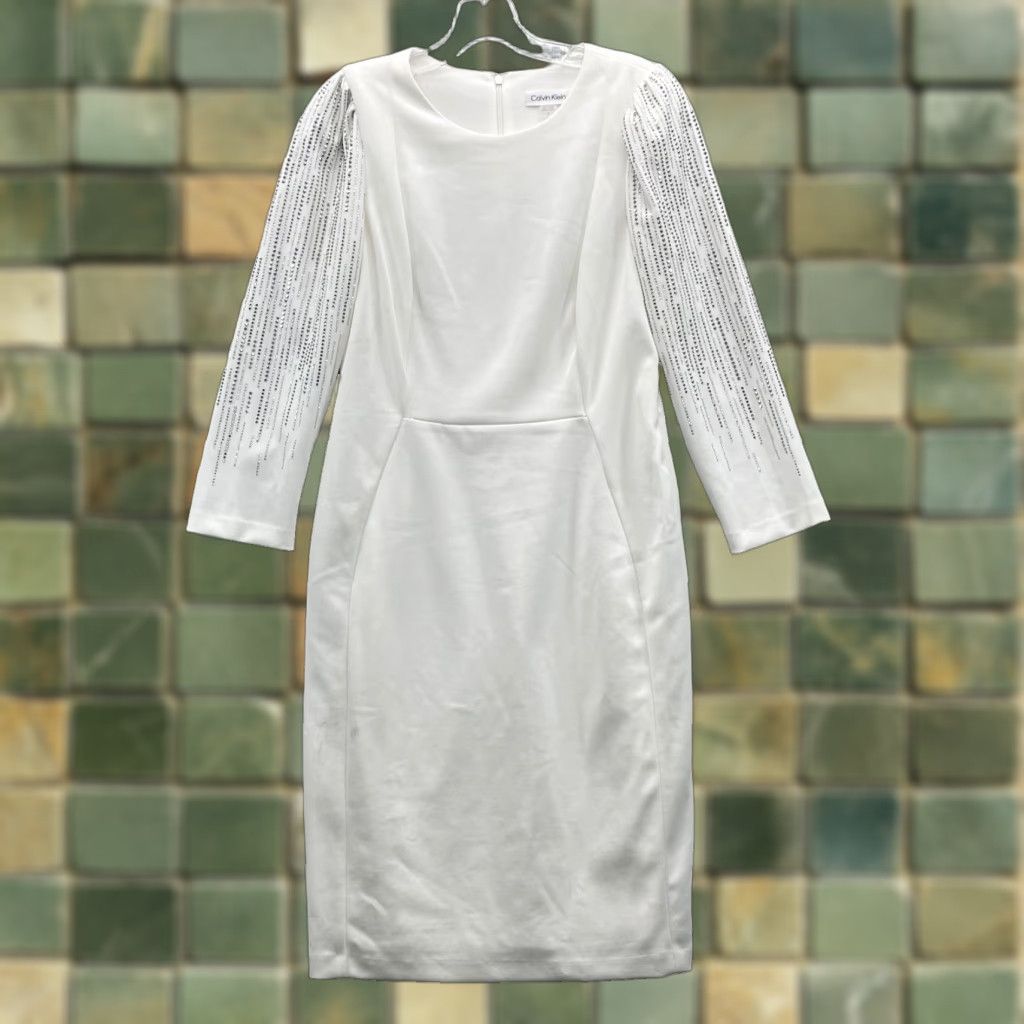 Calvin Klein VINTAGE Calvin Klein Hot Fix Sheath Dress Women's 8 Sparkle Gem Holiday Party Cocktail Size M / US 6-8 / IT 42-44 - 1 Thumbnail