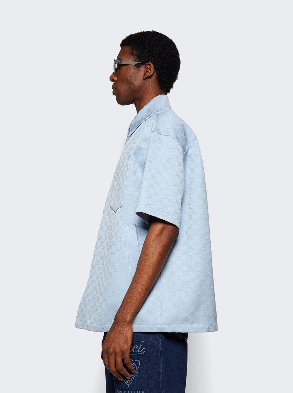Gucci o1la5ras0426 Oversize GG Cotton Shirt in Blue Size US S / EU 44-46 / 1 - 3 Thumbnail