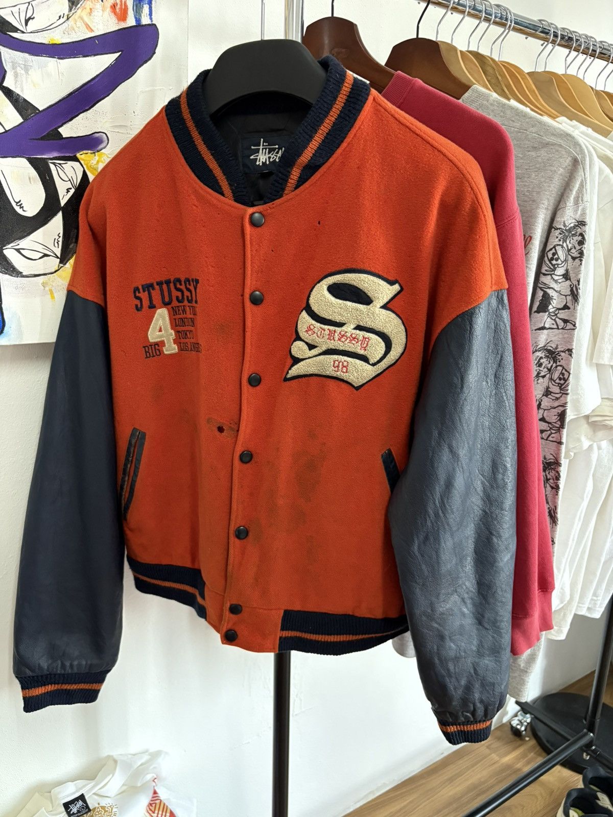Vintage Stussy Big4 City Varsity