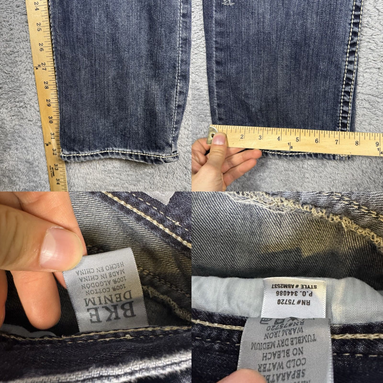 Vintage BKE Aiden Jeans Men 31x32 Straight Stack City Punk Grunge Distressed Y2K Whisker Blue Denim Regular 5-Pocket Mens Size US 31 - 9 Thumbnail