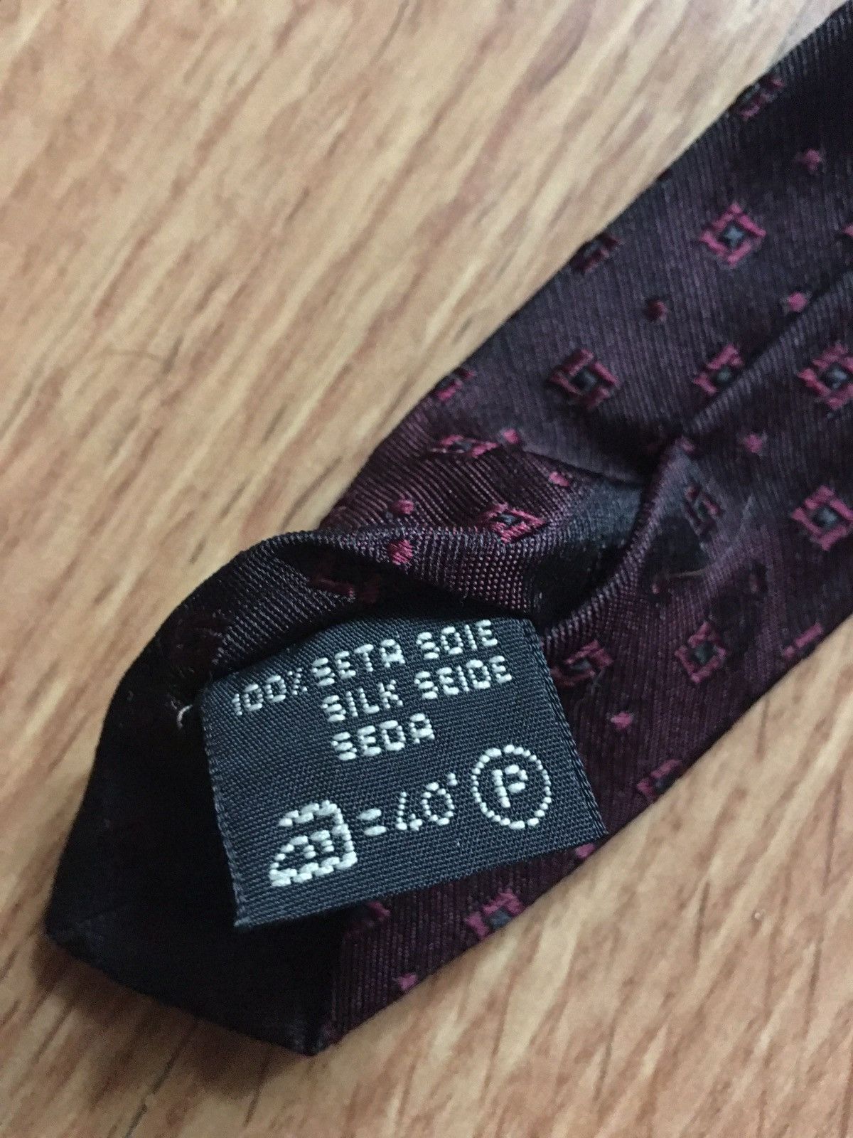 Ermenegildo Zegna Ermenegildo Zegna Burgundy Geometric Print Classic Silk Tie Size ONE SIZE - 7 Thumbnail