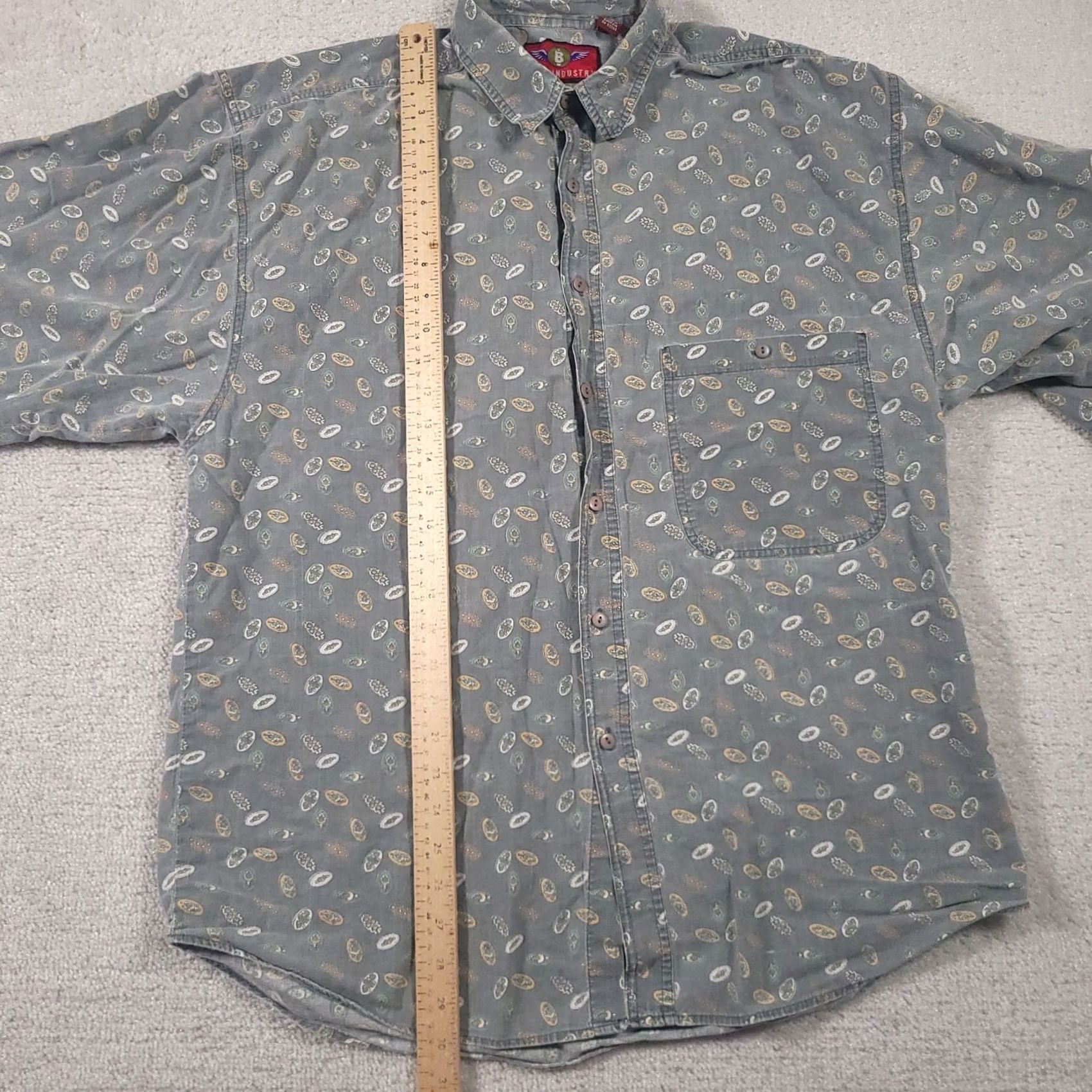 Vintage VINTAGE Boys Industry Western Button Shirt Short Sleeve Mens Large Grunge Skater Shirt Size US L / EU 52-54 / 3 - 7 Thumbnail