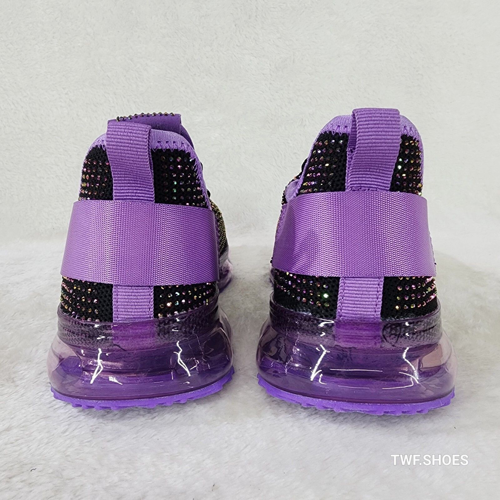 Other Dazzle Glow Purple Slip On Pull Tie Comfy Rhinestone Tennis Size US 8.5 / IT 38.5 - 5 Thumbnail