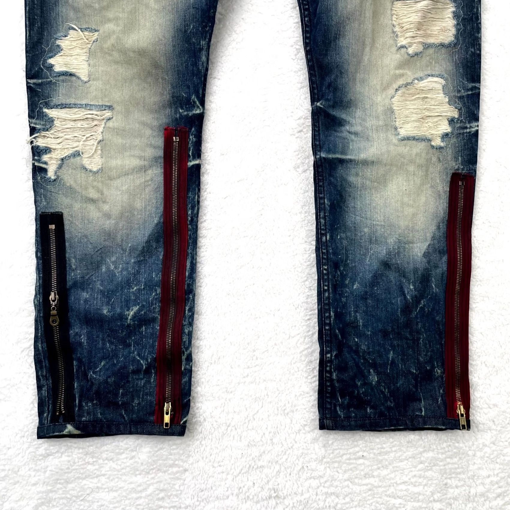 Vintage VINTAGE Robins Jeans Jeans Mens 44x30 Red Label Thrashed Distressed Ankle Zipper Studs Wings Women? Size US 44 / EU 60 - 2 Thumbnail