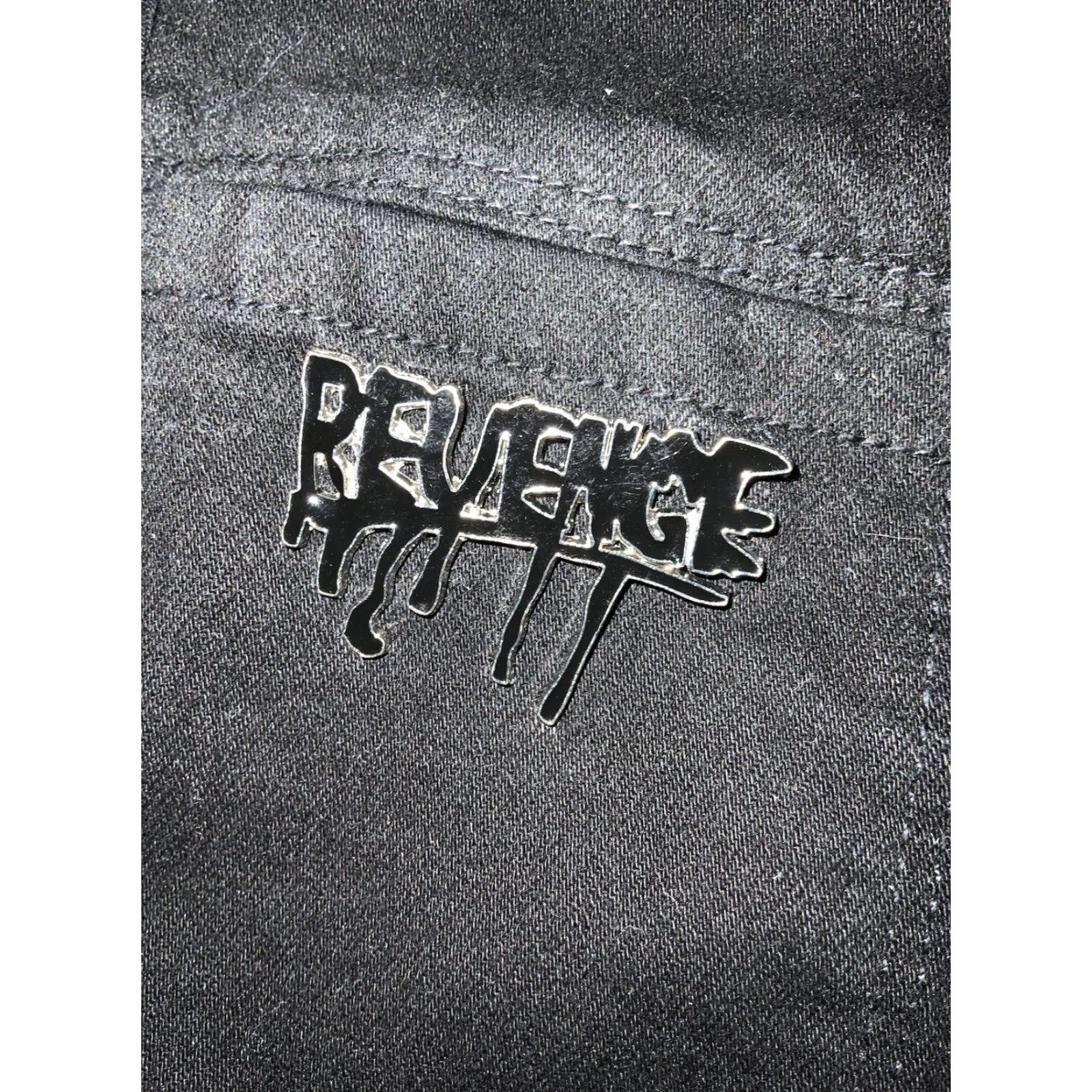 Rta VINTAGE RTA Los Angeles Black Revenge Distress Cross Denim Trucker Jean Jacket XS Men Size US 27 - 5 Thumbnail