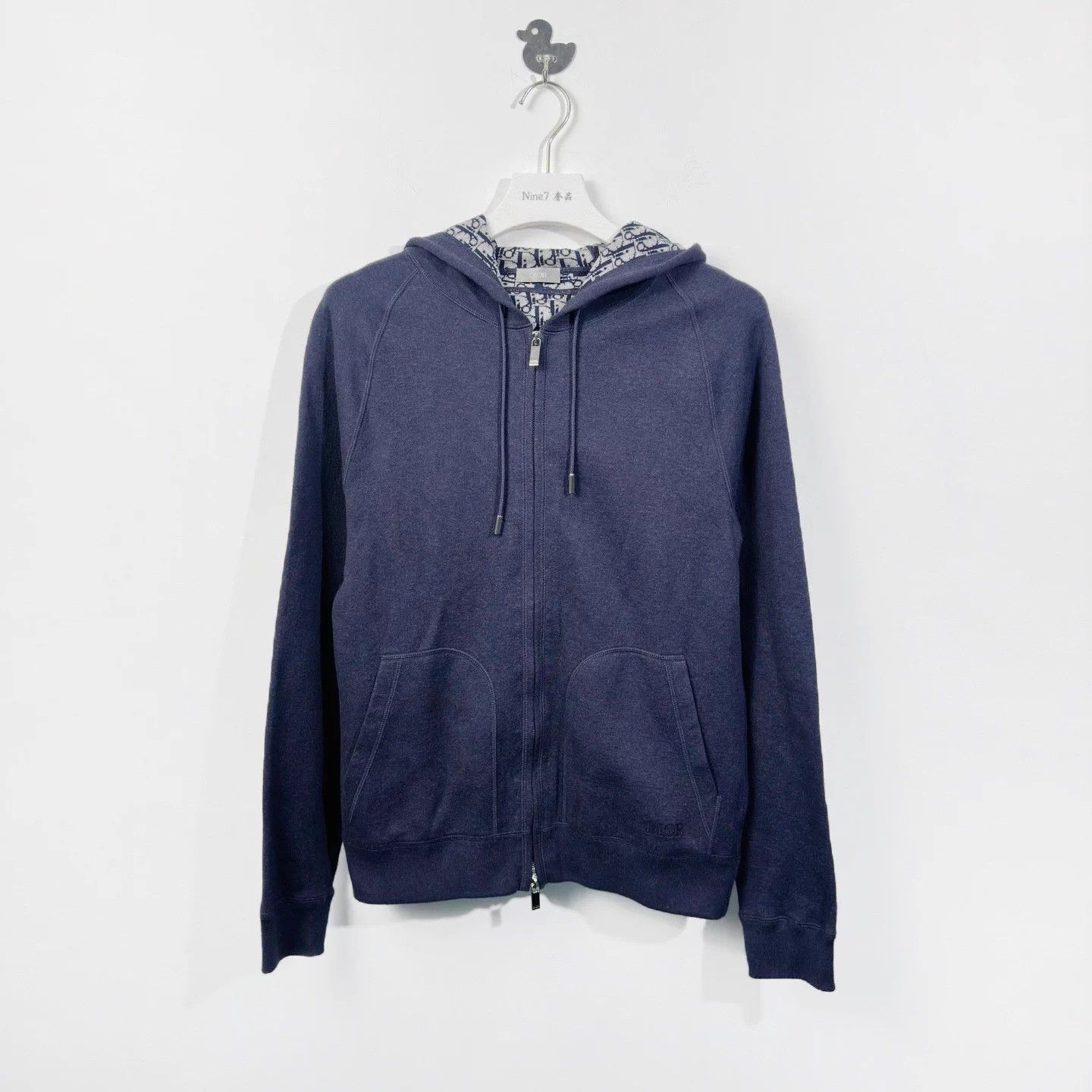 Dior Dior Oblique all-over logo cashmere zip hood jacket navy Size US L / EU 52-54 / 3 - 1 Thumbnail