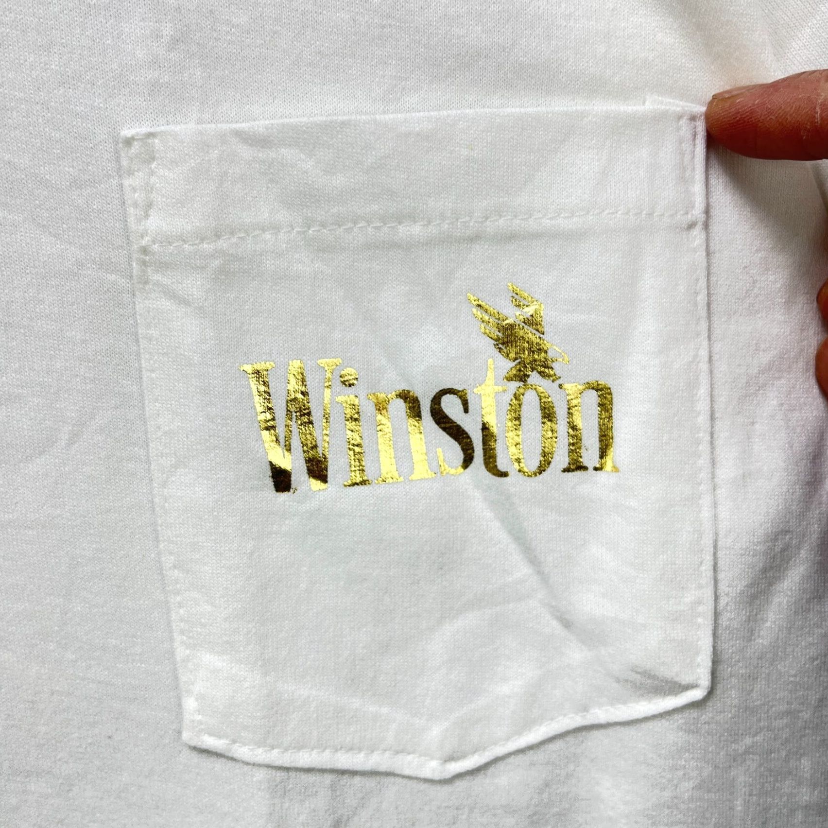 Vintage Vintage Winston Cigarettes Eagle Pocket T-Shirt XL White Men Size US XL / EU 56 / 4 - 2 Thumbnail