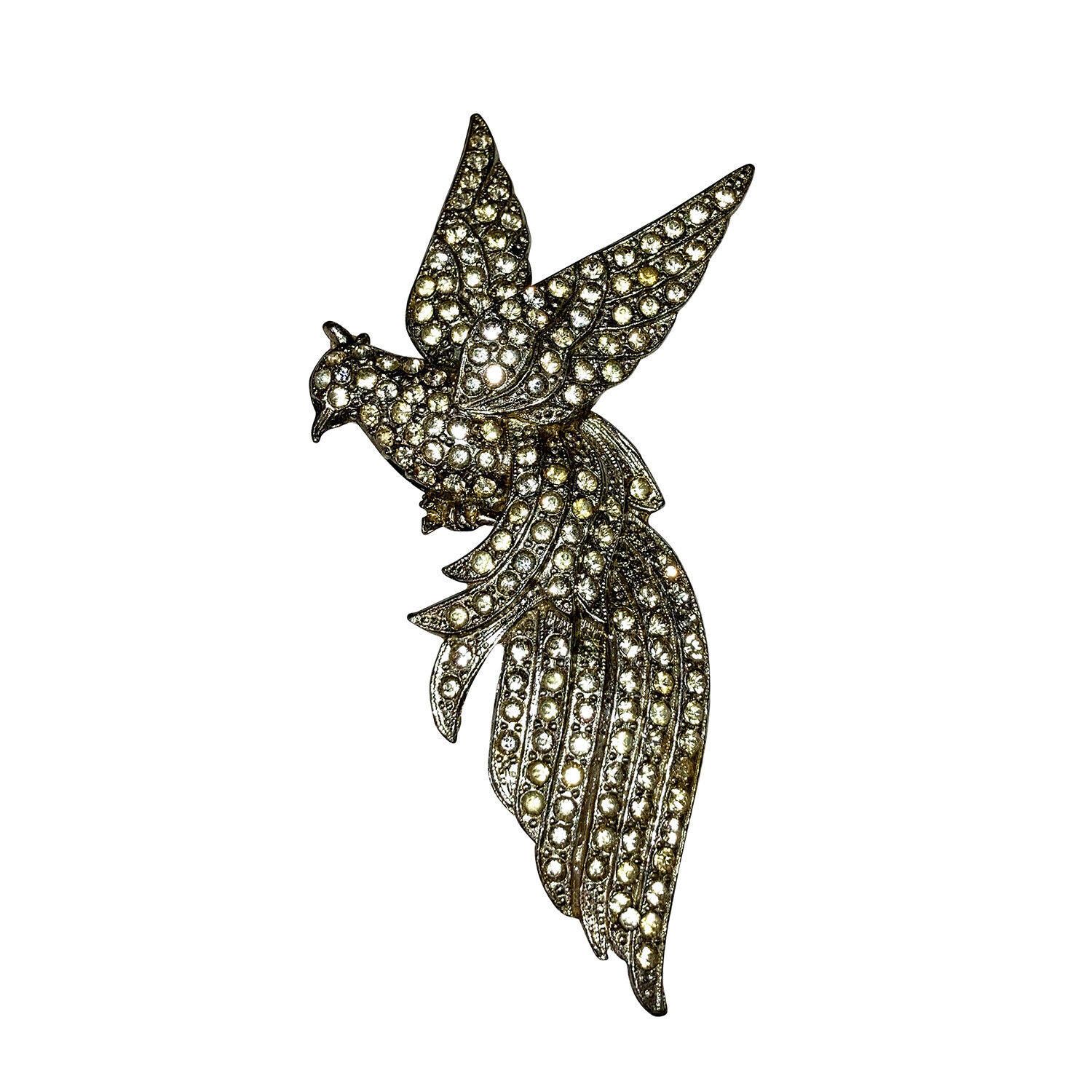 Designer Victorian Massive Pot Metal Paste Bird in Flight Brooch Pin Size ONE SIZE - 1 Thumbnail