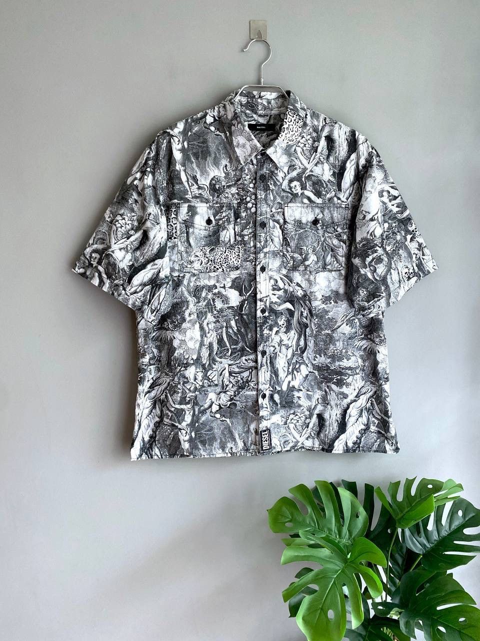 Diesel S-Wed-Kaos Printed Men's Short Sleeve Shirt, Size L