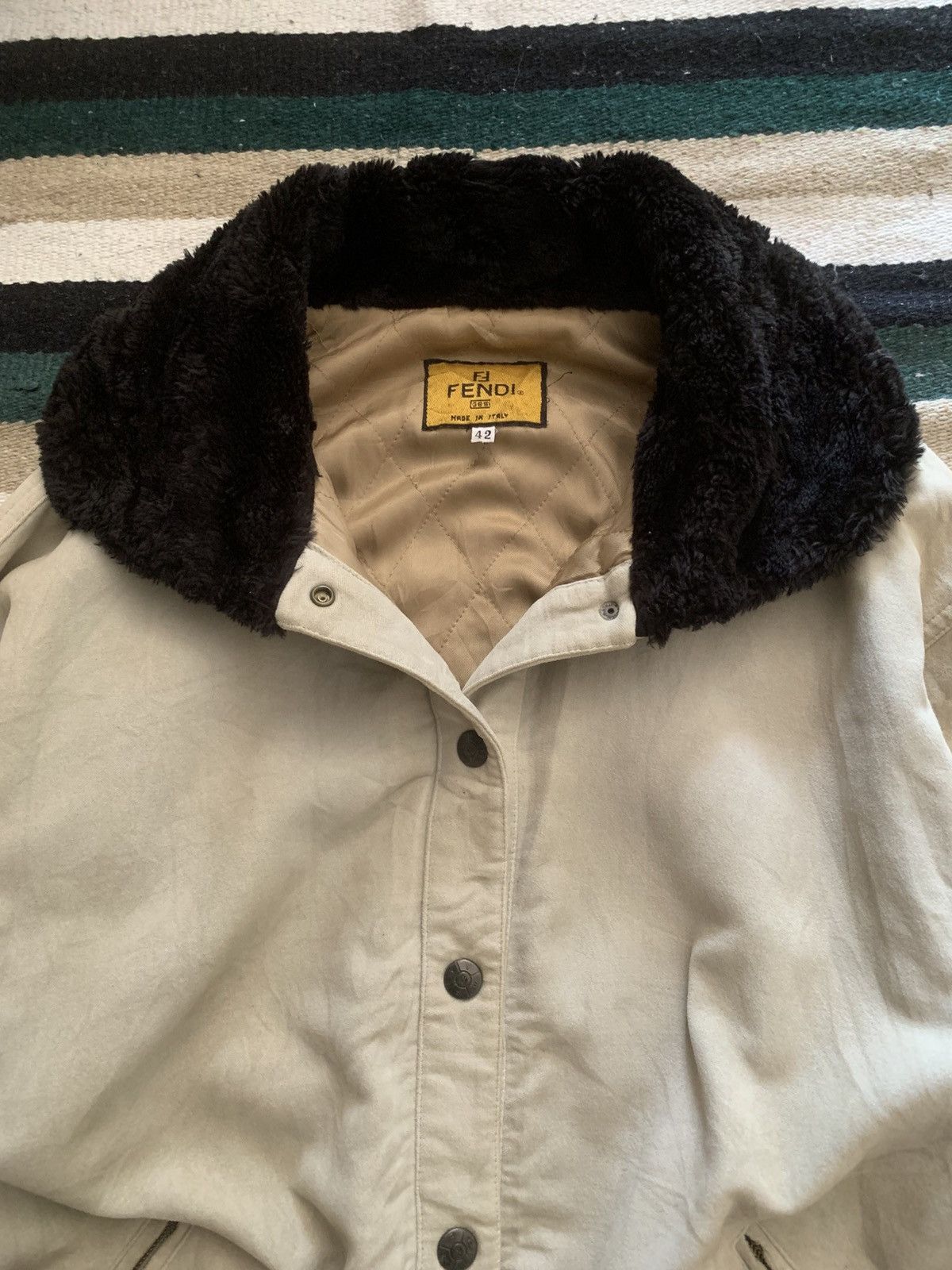 Fendi × Fragment Design ⚡️RARE⚡️Vintage 70s Fendi Varsity Bomber jacket Letterman Size US L / EU 52-54 / 3 - 12 Thumbnail