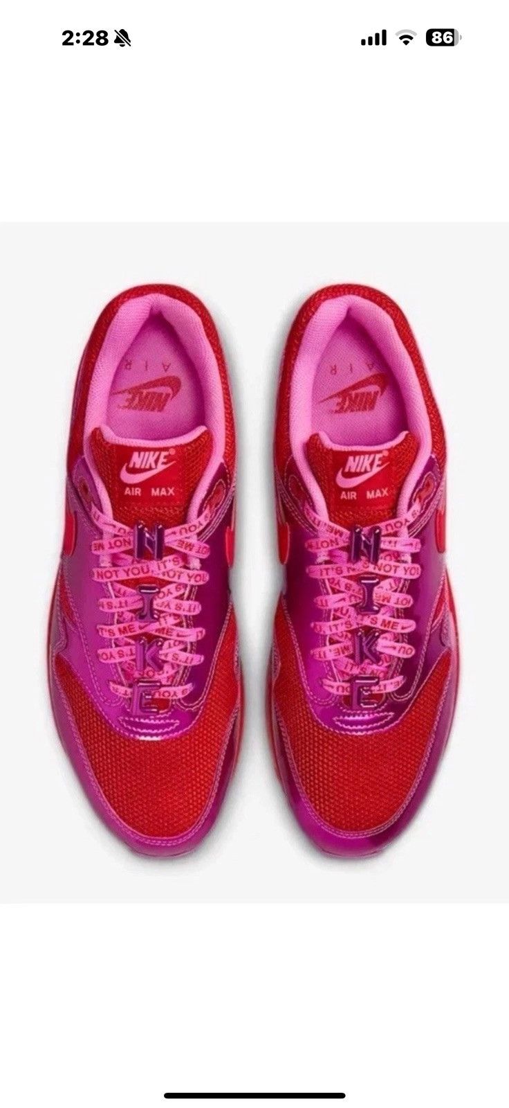 Nike Nike Air Max 1 'Valentine's Day' Pink Red HV2301-600 Unisex Size US 12 / EU 45 - 3 Thumbnail