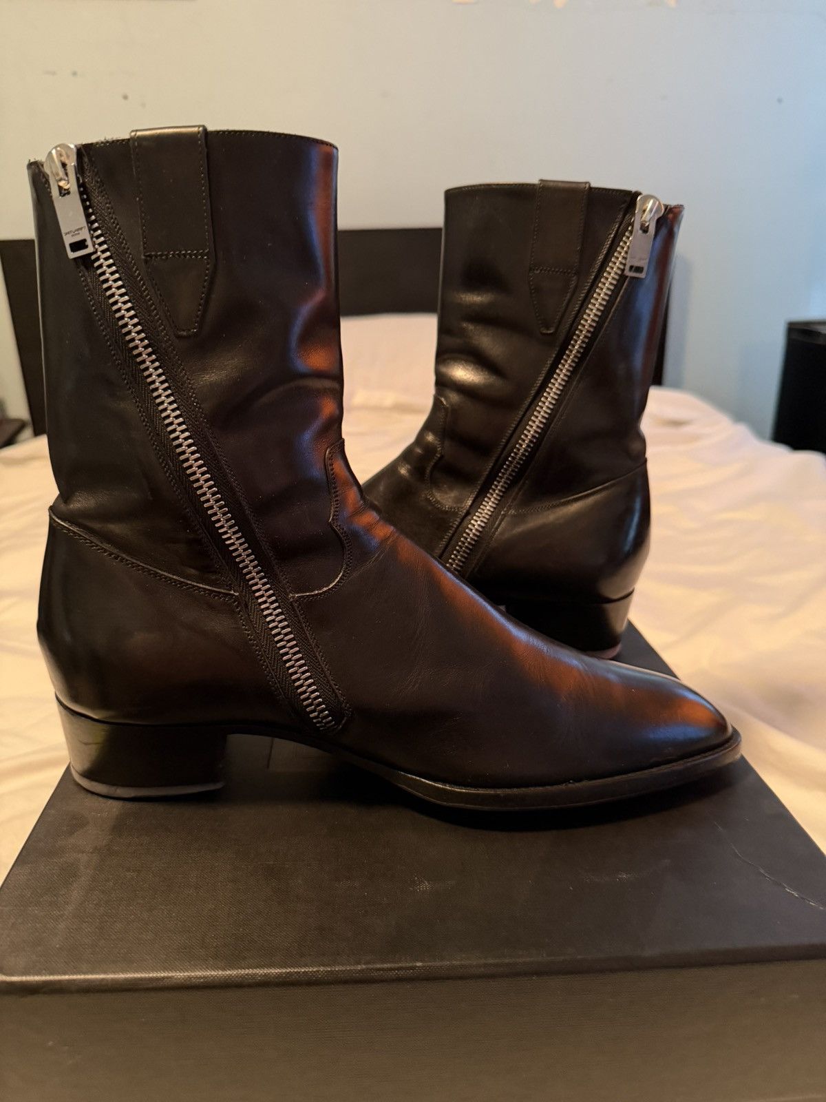 Saint Laurent Paris RARE FW13 Black Leather Cowboy Boot Size US 9.5 / EU 42-43 - 3 Thumbnail