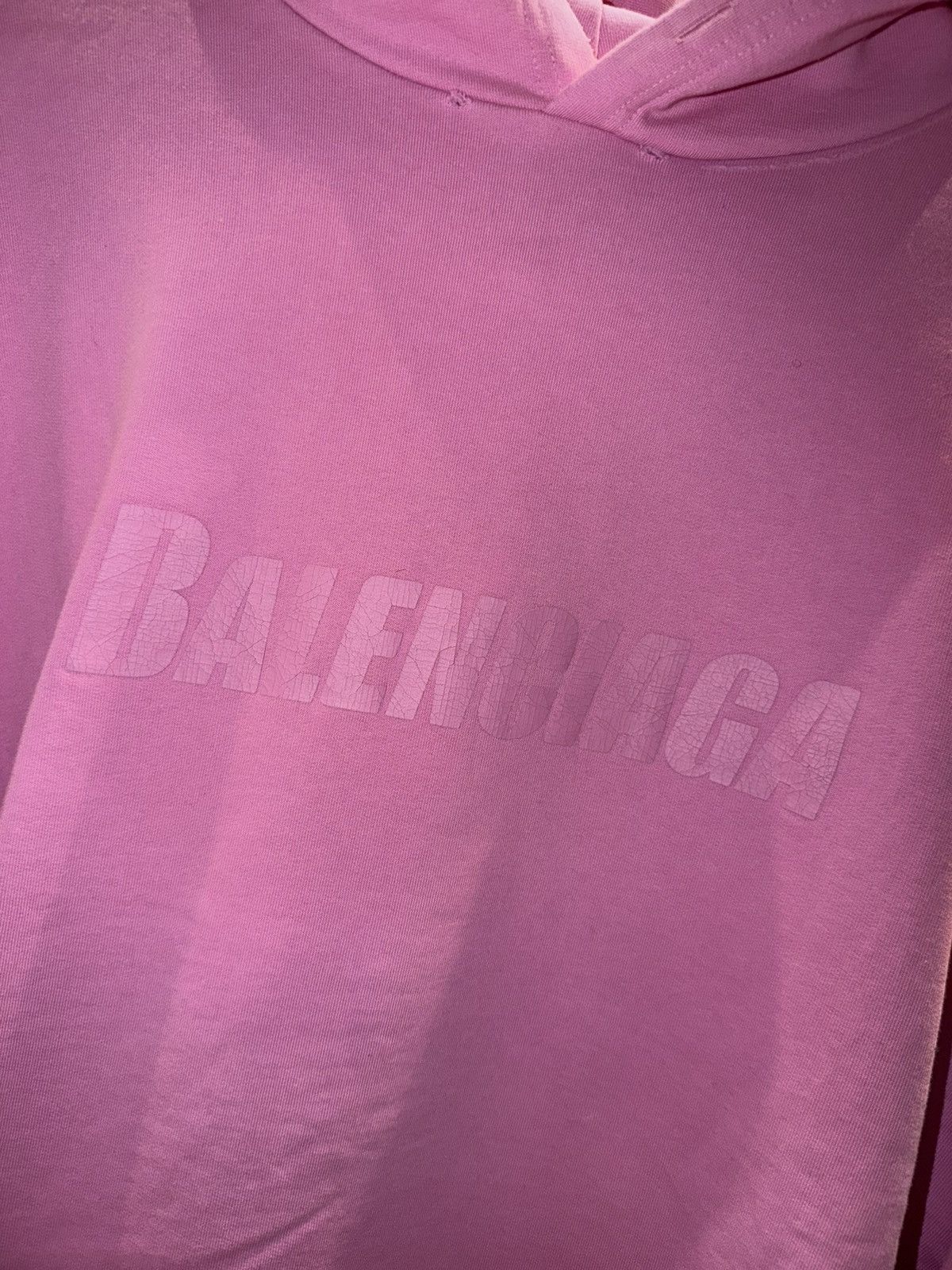 Balenciaga Balenciaga Destroyed Logo Print Hoodie Large Fit Pink XS Size US L / EU 52-54 / 3 - 1 Thumbnail