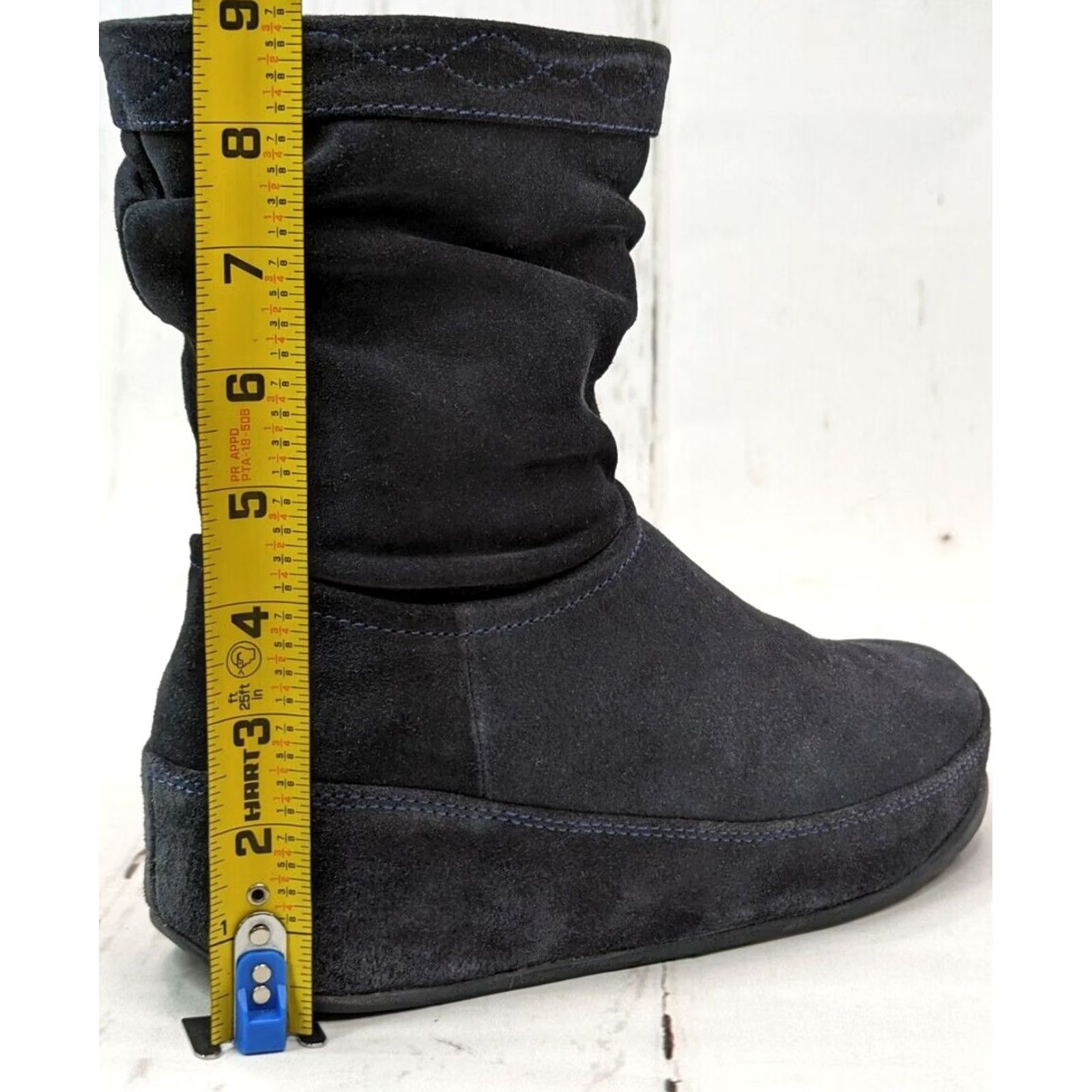 Vintage FitFlop Suede Ankle Booties Womens 7 Navy Wobble Board Zip Comfort Boot 468-097 Size US 7 / IT 37 - 6 Thumbnail