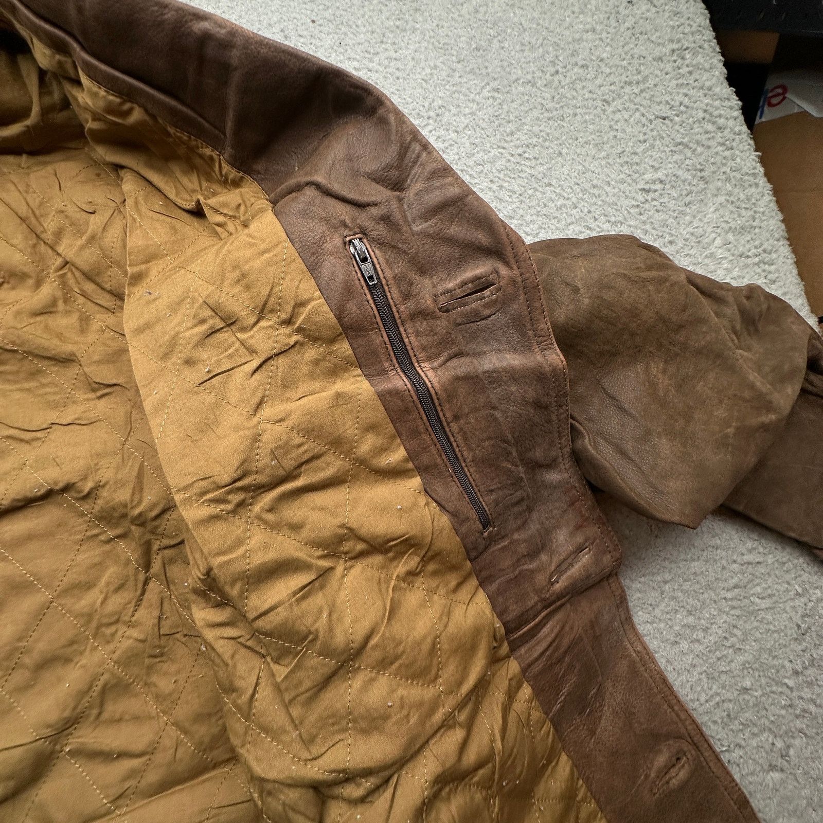 Dockers Vintage Dockers Brown Distressed Leather Coat Men XL Trench Size US XL / EU 56 / 4 - 11 Thumbnail