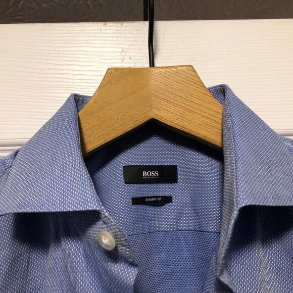 Hugo Boss Hugo boss men's blue cotton dress shirt sharp fit 17/32-33 Size US XL / EU 56 / 4 - 4 Thumbnail