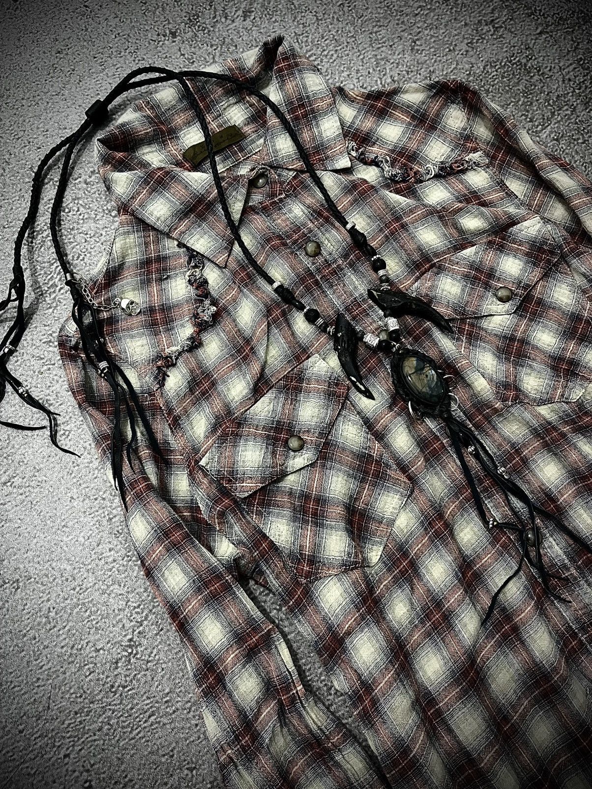 GOA 2000s Goa Gothic Distressed Flannel Long Sleeve Size US M / EU 48-50 / 2 - 2 Thumbnail