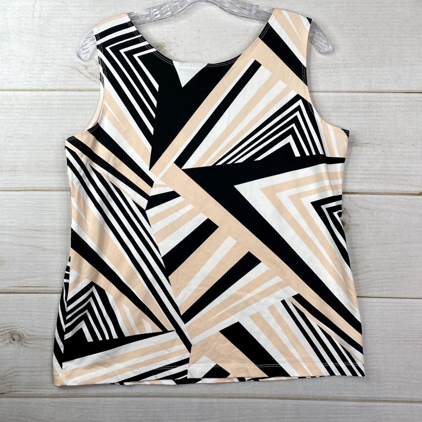 Vintage Chico's Tank Top Womens L Peach Black White Nylon Scoop Neck Stretch Tank Size L / US 10 / IT 46 - 8 Thumbnail
