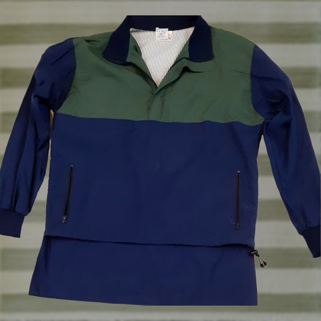 Vintage VINTAGE Sew Sporty Rowing Jacket Green-Blue Large 1/4 Zip Hooded Windbreaker Mens L Size US L / EU 52-54 / 3 - 1 Thumbnail