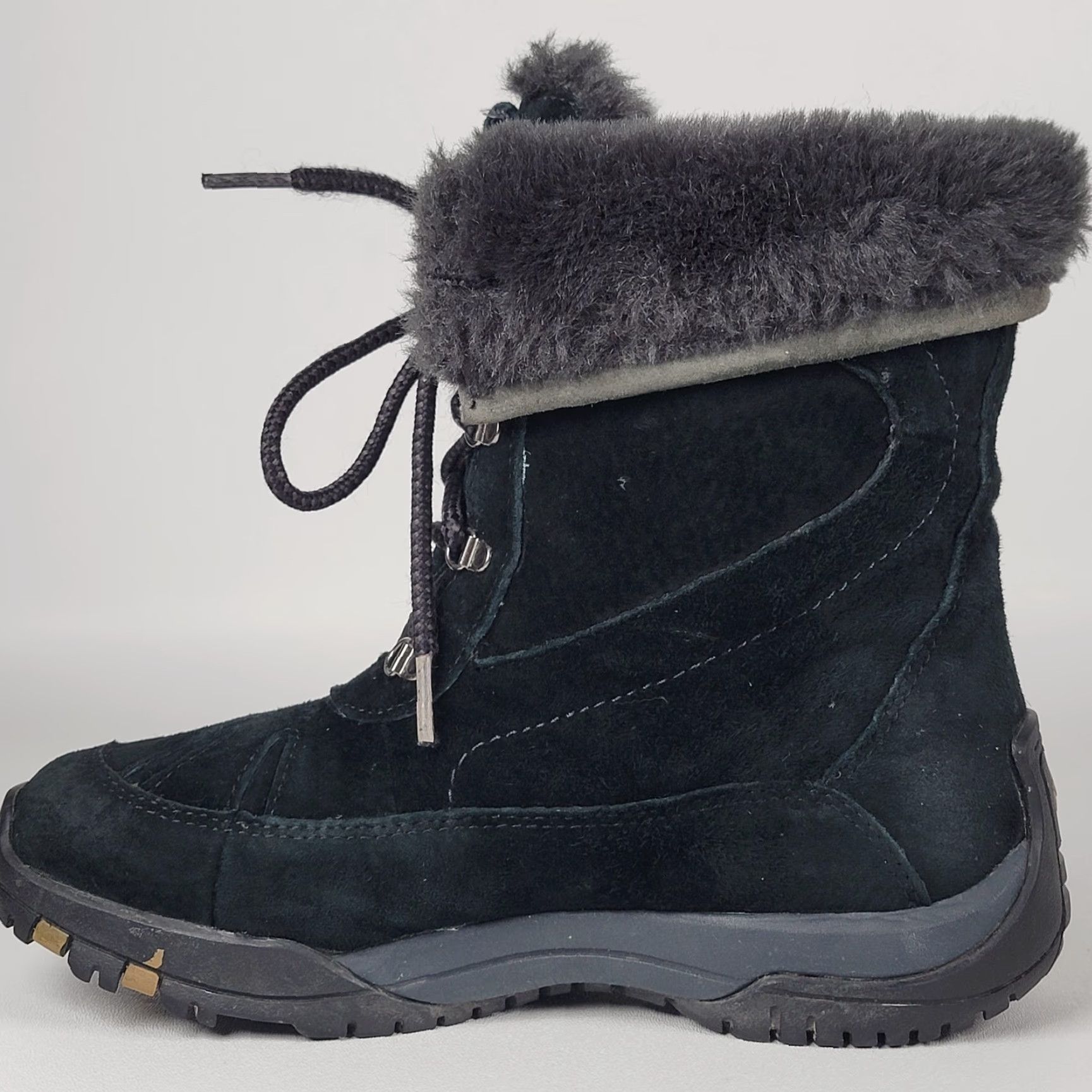 Vintage Columbia Lavela Waterproof Winter Boot Women's 6 US Black Suede Lace Up Mid-Calf Waterproof Rubber Outsole Snow Boot Size US 4 / IT 34 - 4 Thumbnail
