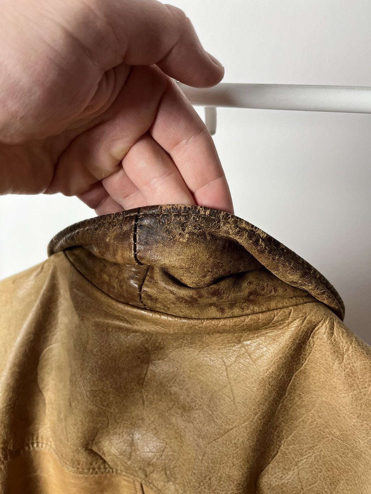 Japanese Brand × Vintage Vintage Brown Leather Boxy Bomber Jacket Kanye West Style Size US XL / EU 56 / 4 - 14 Thumbnail