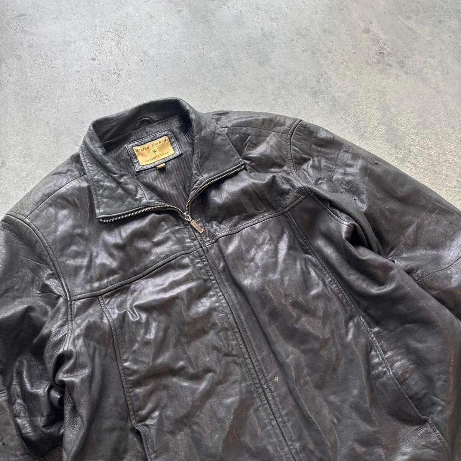 Vintage Vintage 90s black leather jacket Size US XL / EU 56 / 4 - 2 Thumbnail