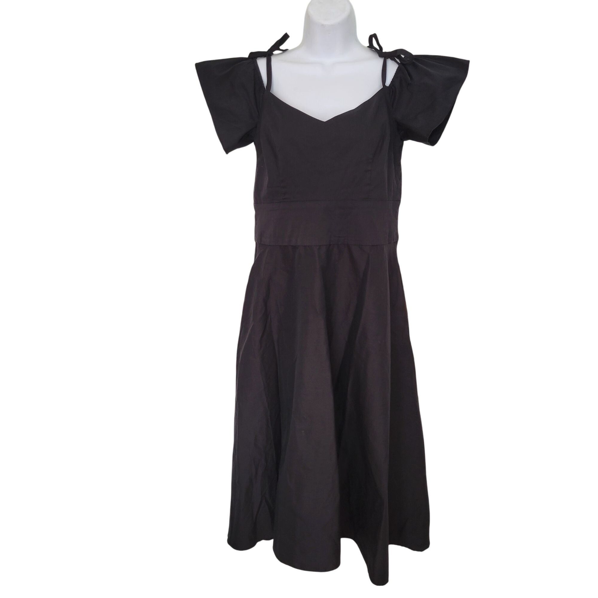 Betsey Johnson Black Midi Tea Dress 6 Off Shoulder Pockets F -  www.threedaughtersproperties.com