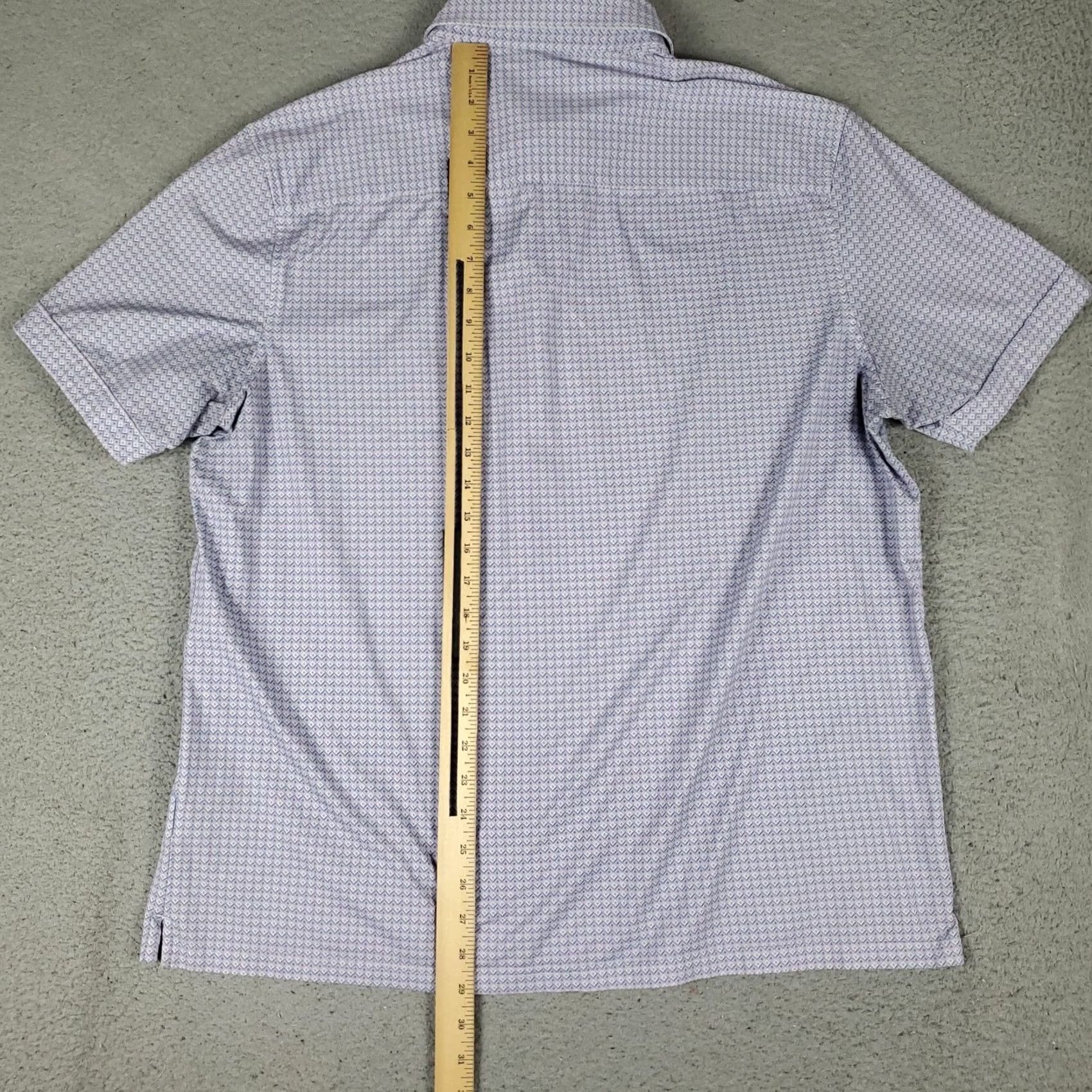 BUGATCHI Bugatchi Uomo Shirt Mens XL Purple Geometric Button Up Short Sleeve Shirt Men Purple Geometric Button-Up XL Size US XL / EU 56 / 4 - 3 Thumbnail