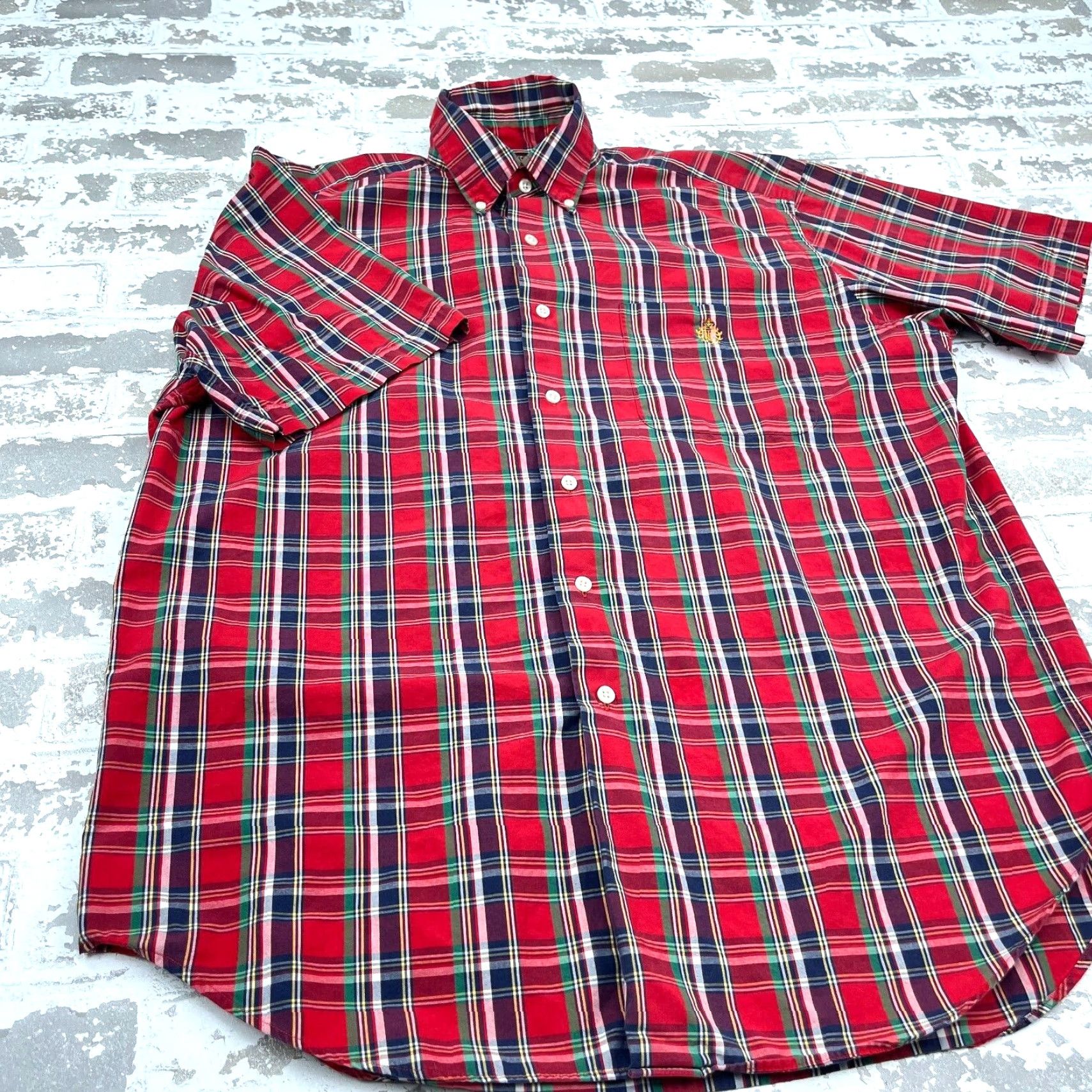 Ralph Lauren VINTAGE Lauren Ralph Lauren Shirt Men M Red Button Up Pocket Tartan Plaid Crest LRL Size US M / EU 48-50 / 2 - 4 Thumbnail