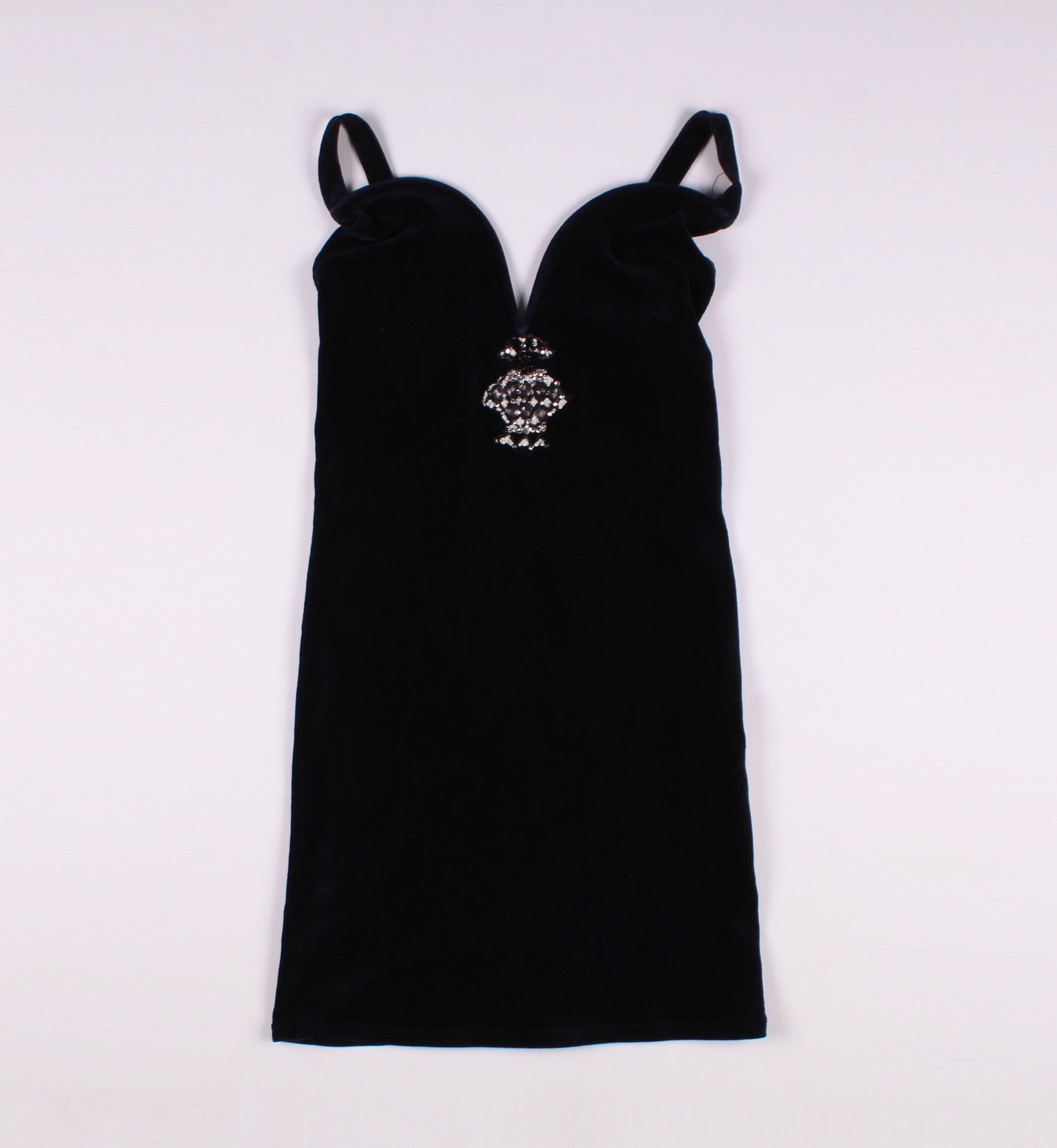 Anna Molinari Blumarine X Anna Molinari 90's Navy V-Neck Embroidered Dress Size XS / US 0-2 / IT 36-38 - 4 Thumbnail