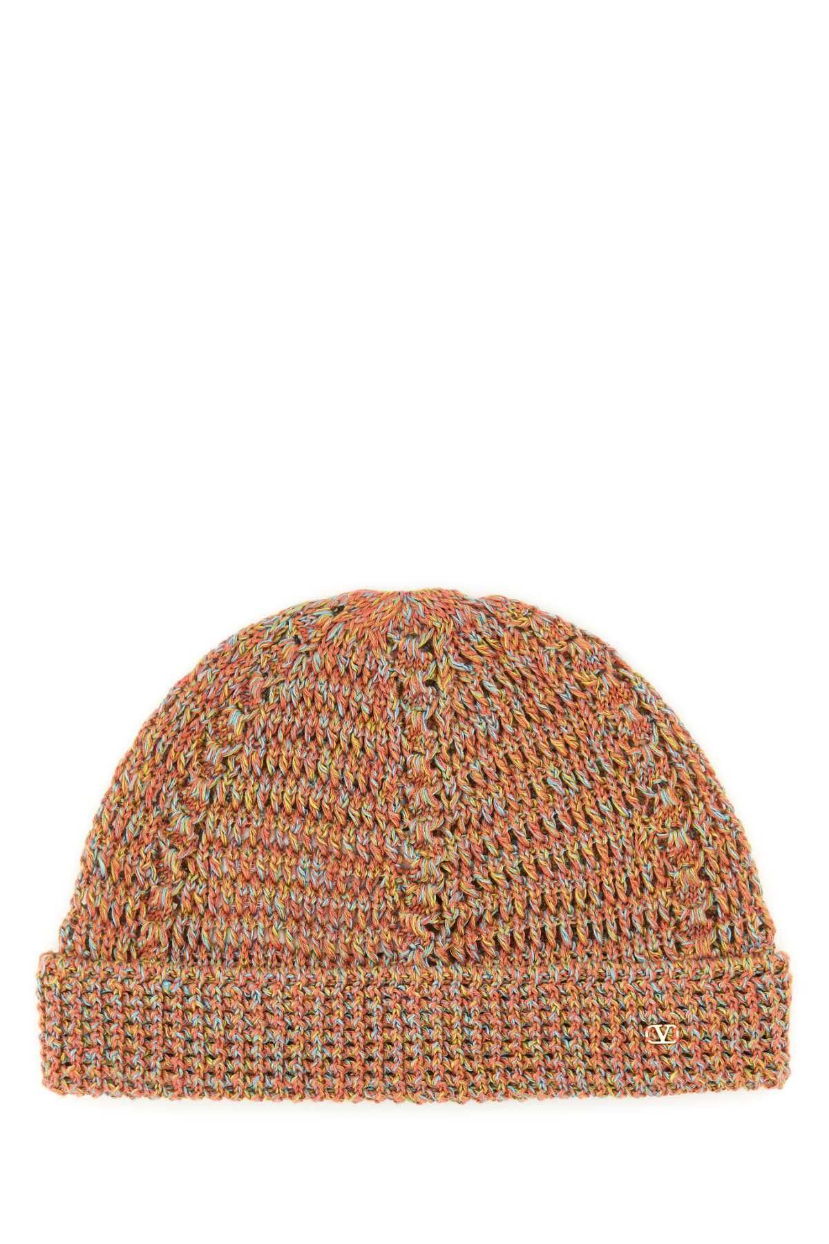 Valentino Multicolor Linen Blend Knitted Vlogo Signature Beanie Hat Size ONE SIZE - 1 Thumbnail