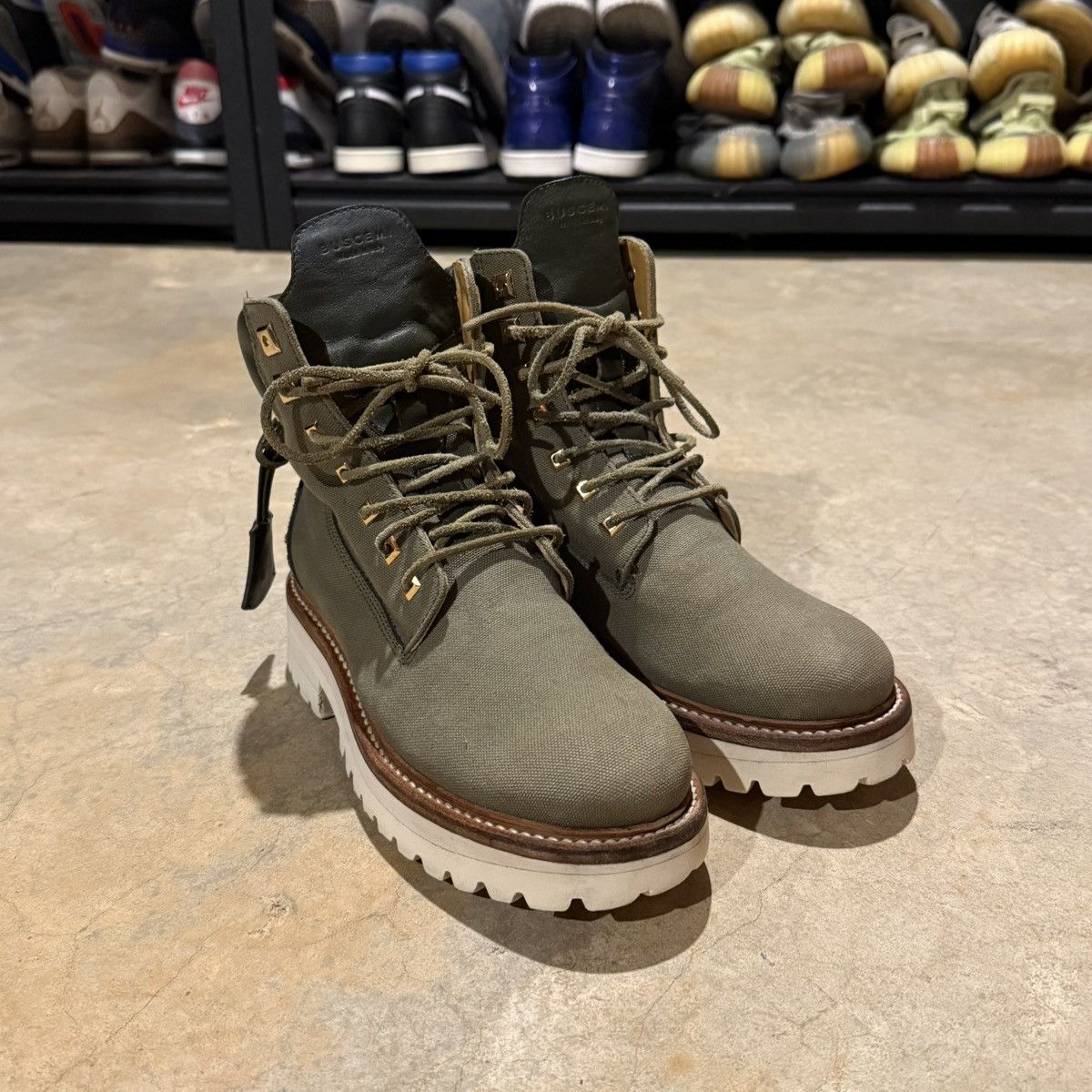 Buscemi Buscemi Canvas Site Hiking Combat Boot US 6 Olive Green Size US 6 / EU 39 - 11 Thumbnail