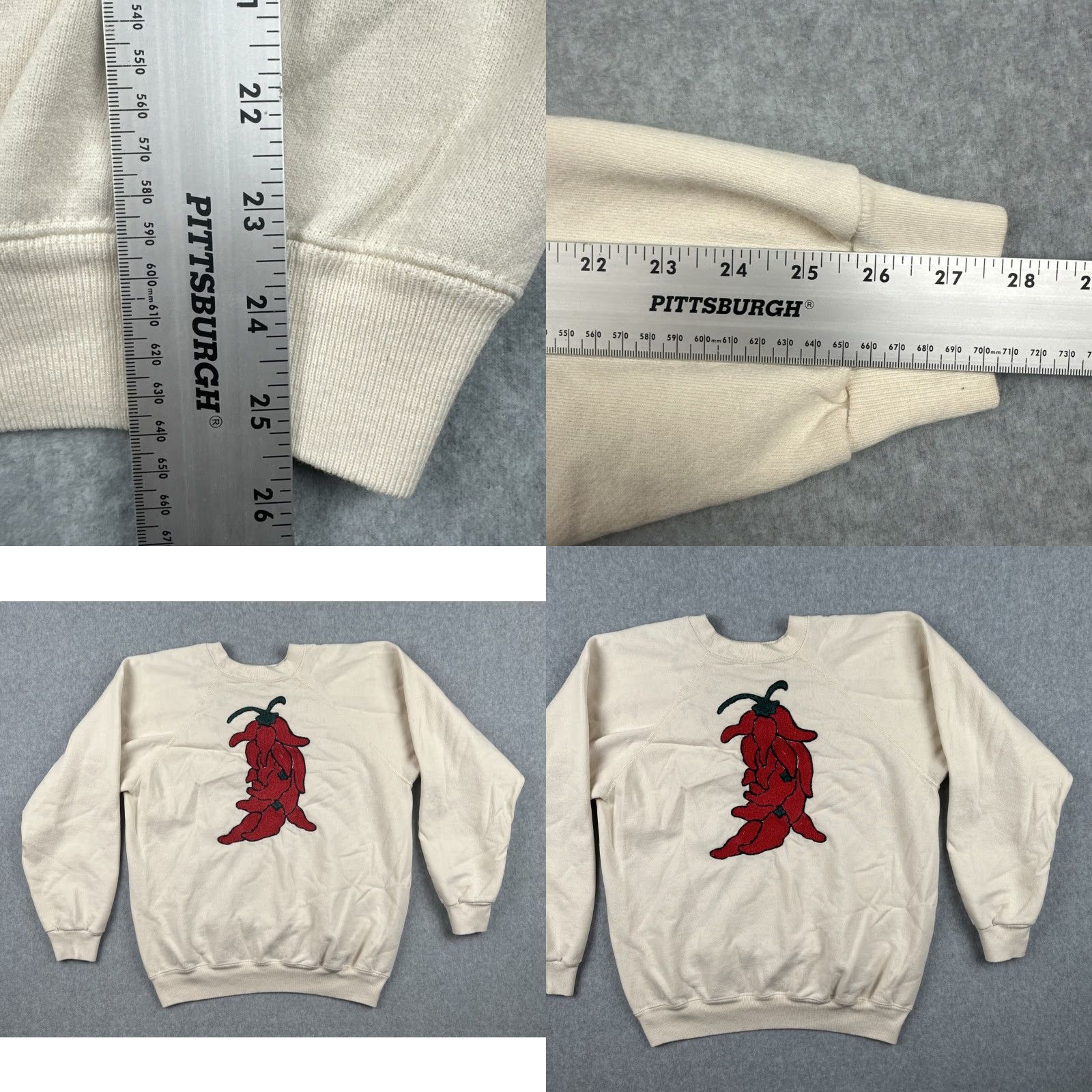 Hanes VINTAGE Hanes XL Raglan Sweatshirt Embroidered Chile Ristra White USA Men Size US XL / EU 56 / 4 - 9 Thumbnail