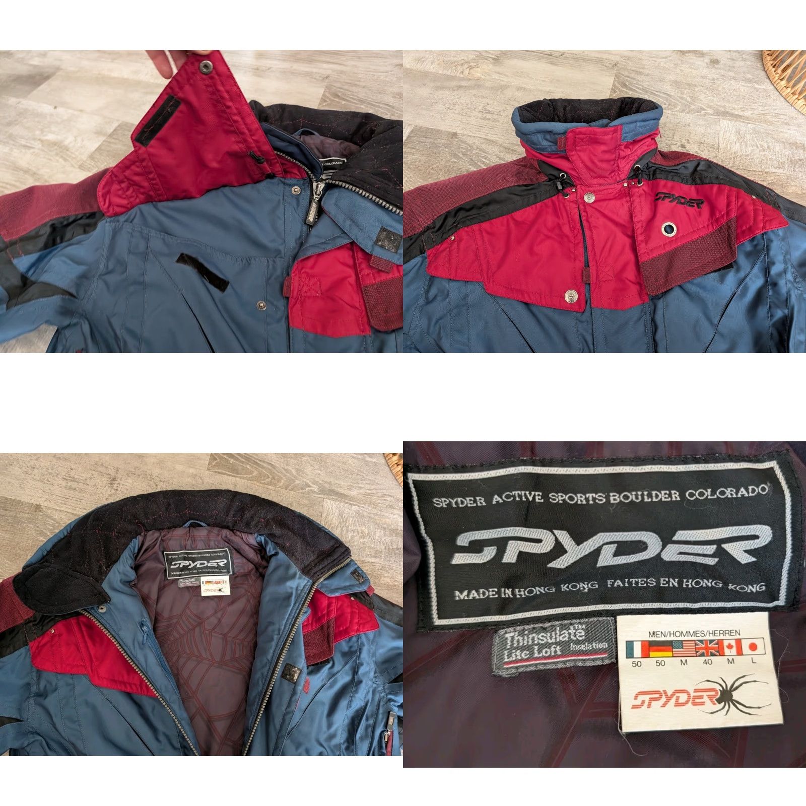 Spyder VINTAGE Spyder Thinsulate Waterproof Jacket Mens M Ski Coat Hooded Blue Red Design Logo Pockets 90s Retro Winter Zip Full Zip Size US M / EU 48-50 / 2 - 8 Thumbnail