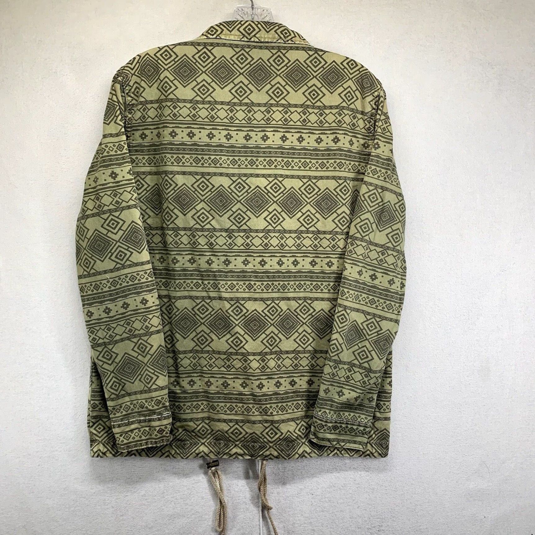 Forever 21 FOREVER 21 Women's Military Jacket Short Adjustable Cotton Tribal Pattern Green Small Fall Spring Summer Winter Size S / US 4 / IT 40 - 3 Thumbnail