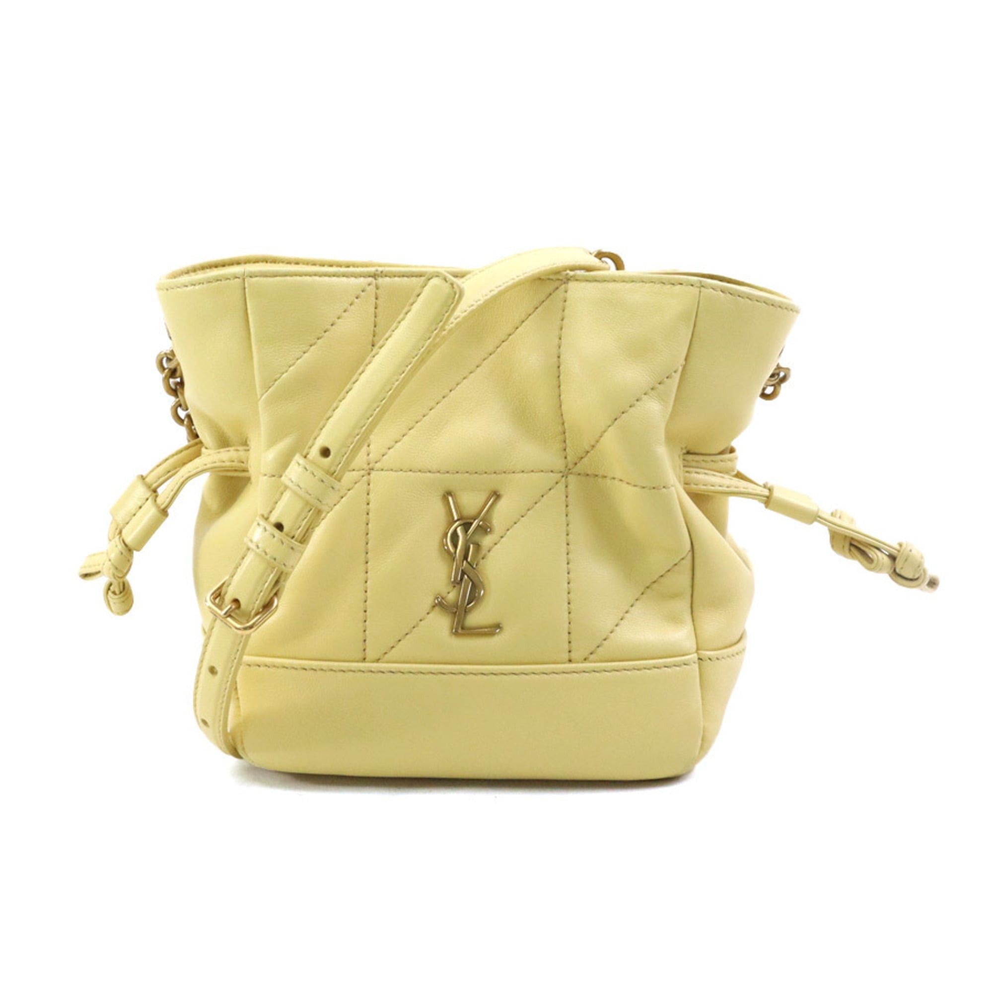 Saint Laurent Paris Saint Laurent Jamie Mini Leather Shoulder Bag, Cream Yellow Gold, Women's, 859174, Free Shipping, 90240a Size ONE SIZE - 1 Thumbnail