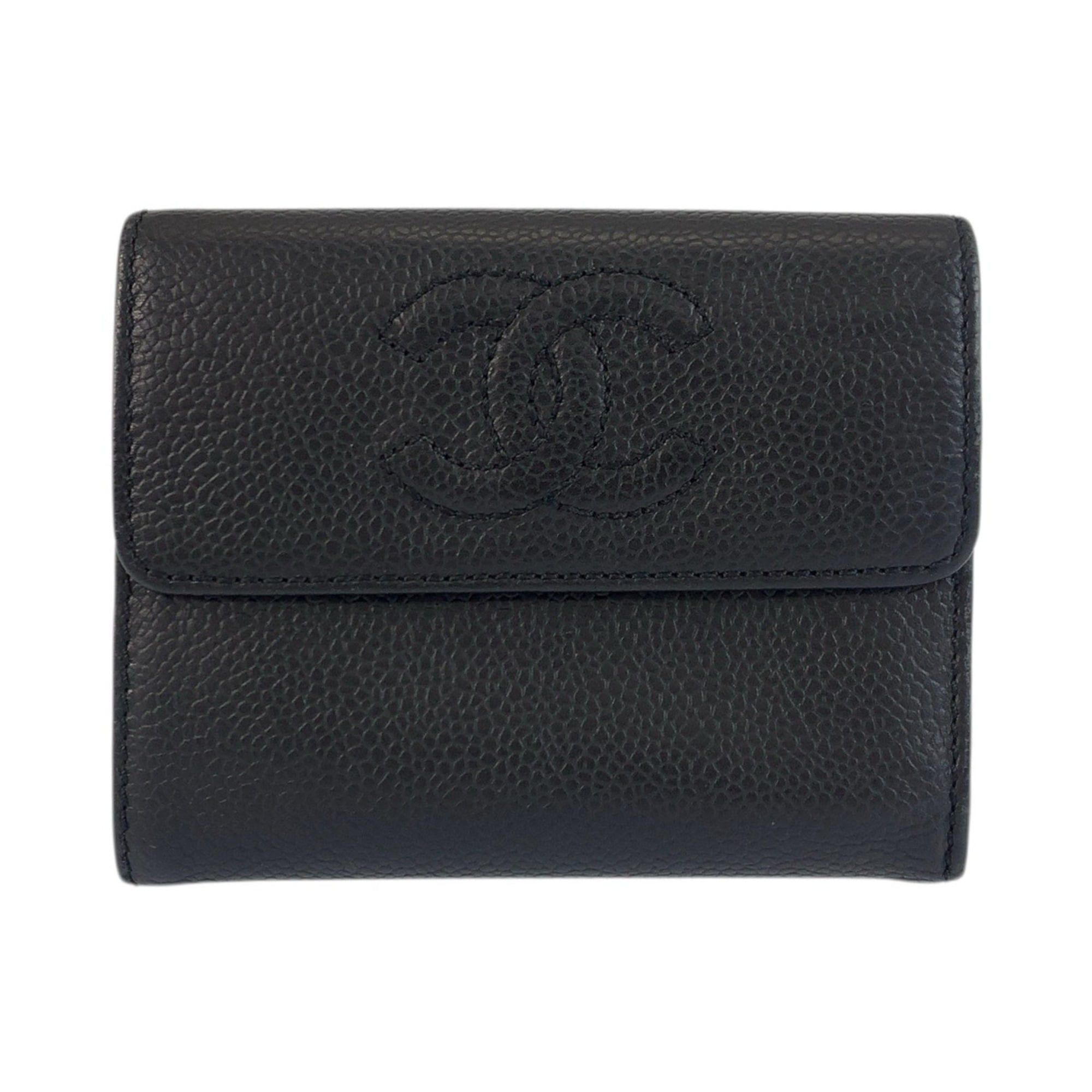 Chanel CHANEL Coco Mark Black Leather Folding Wallet Compact for Women Size ONE SIZE - 1 Thumbnail