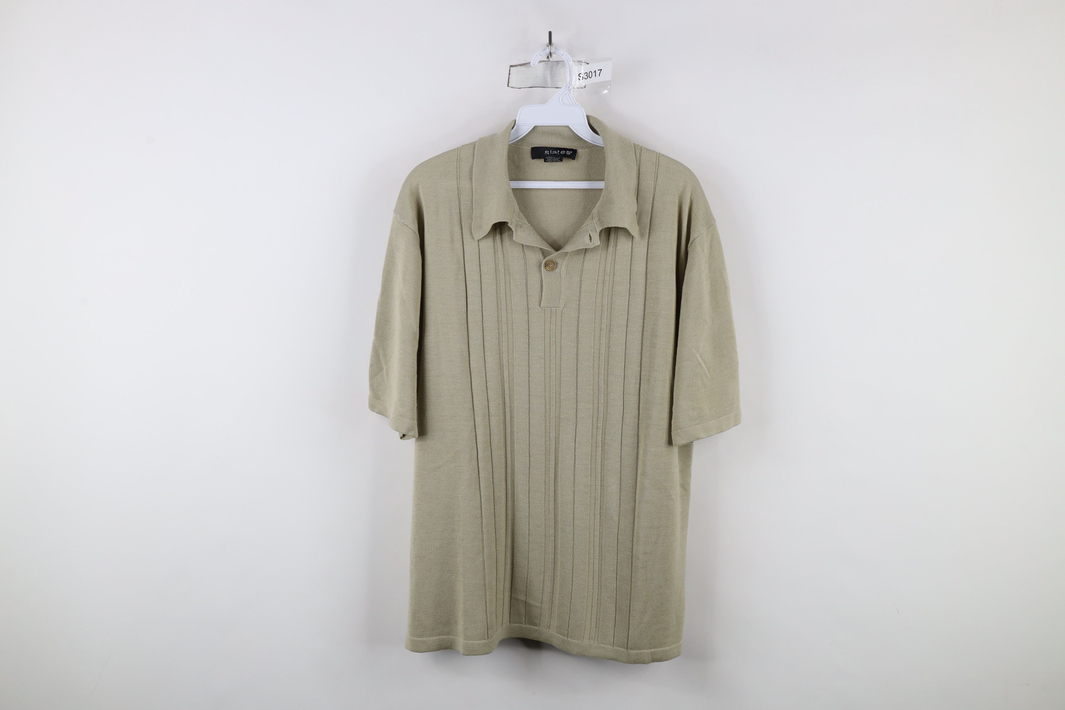 Vintage Vintage 90s Streetwear Ribbed Knit Collared Polo Shirt Size US L / EU 52-54 / 3 - 1 Thumbnail