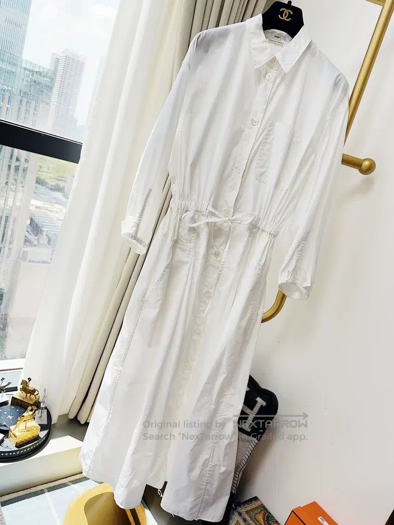 Hermes Hermes White Long Sleeve Flared Dress Size XS / US 0-2 / IT 36-38 - 2 Thumbnail