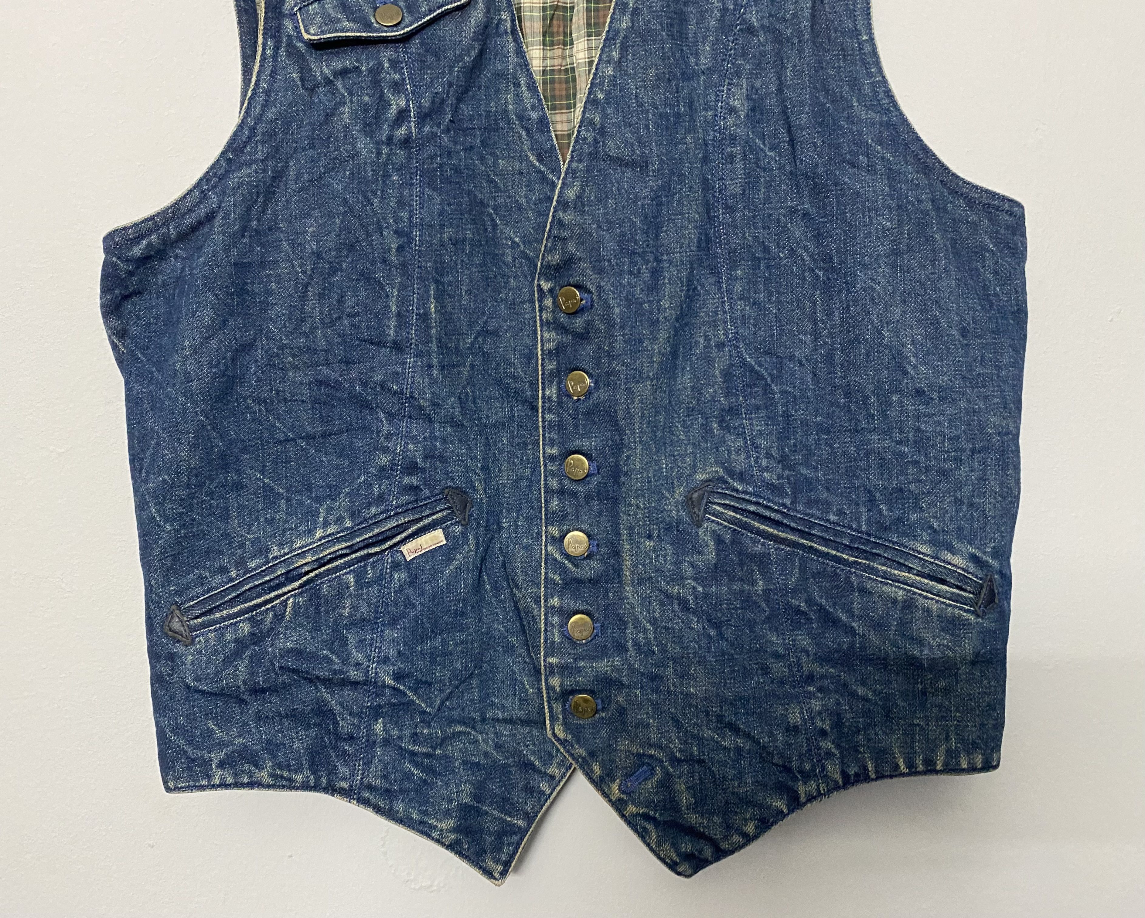 Japanese Brand Papas Maniere De Heming Denim Leather Western Vest Size S Size 48R - 5 Thumbnail