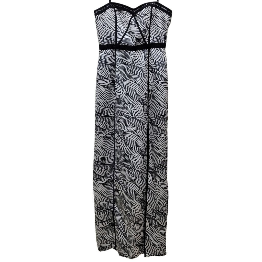 BCBGMAXAZRIA Elin Maxi Black & White Striped Bustier Dress