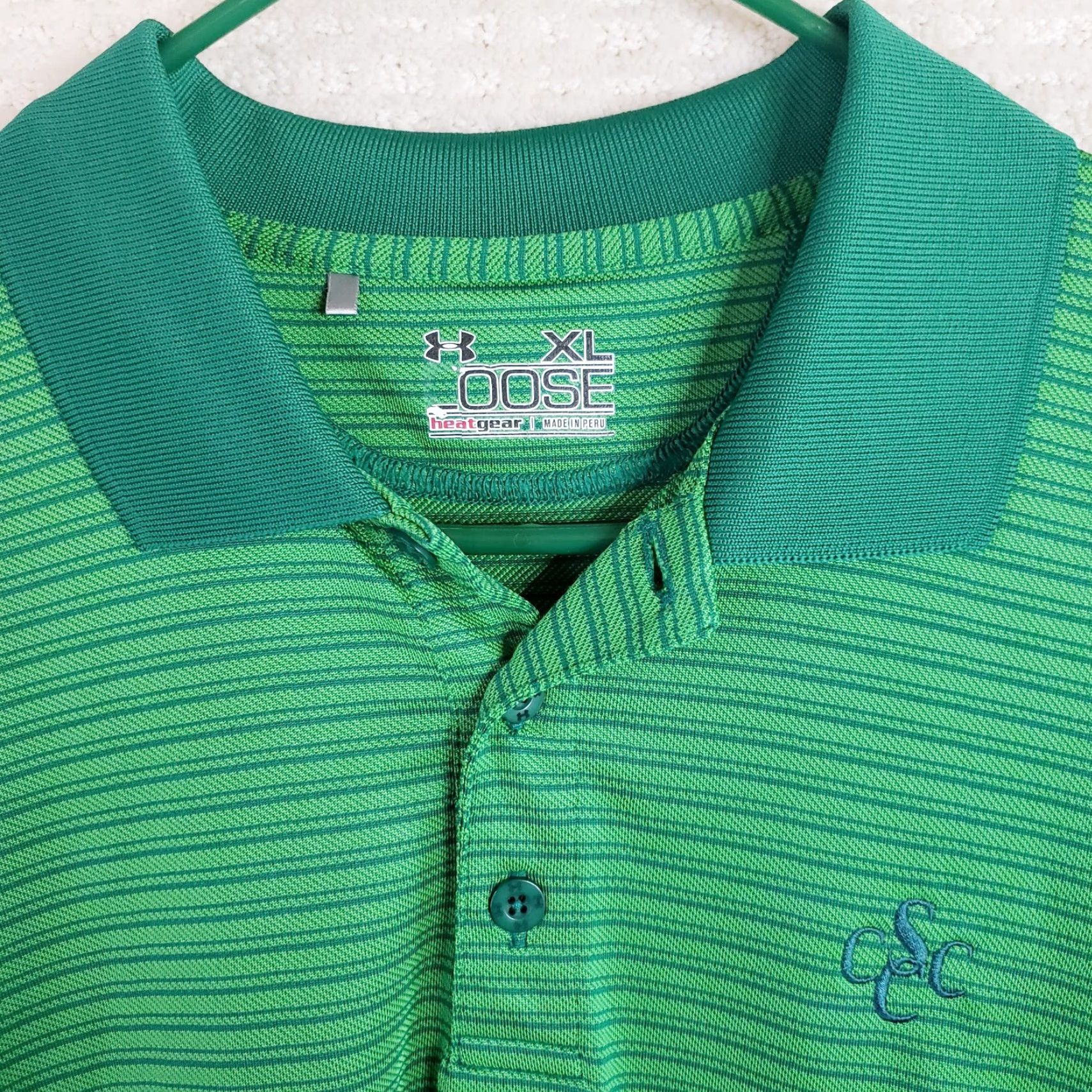Under Armour Under Armour Men’s XL Heat Gear Polo Shirt Loose The Playoff Polo Kelly Green Striped Golf Shirt Size US XL / EU 56 / 4 - 4 Thumbnail